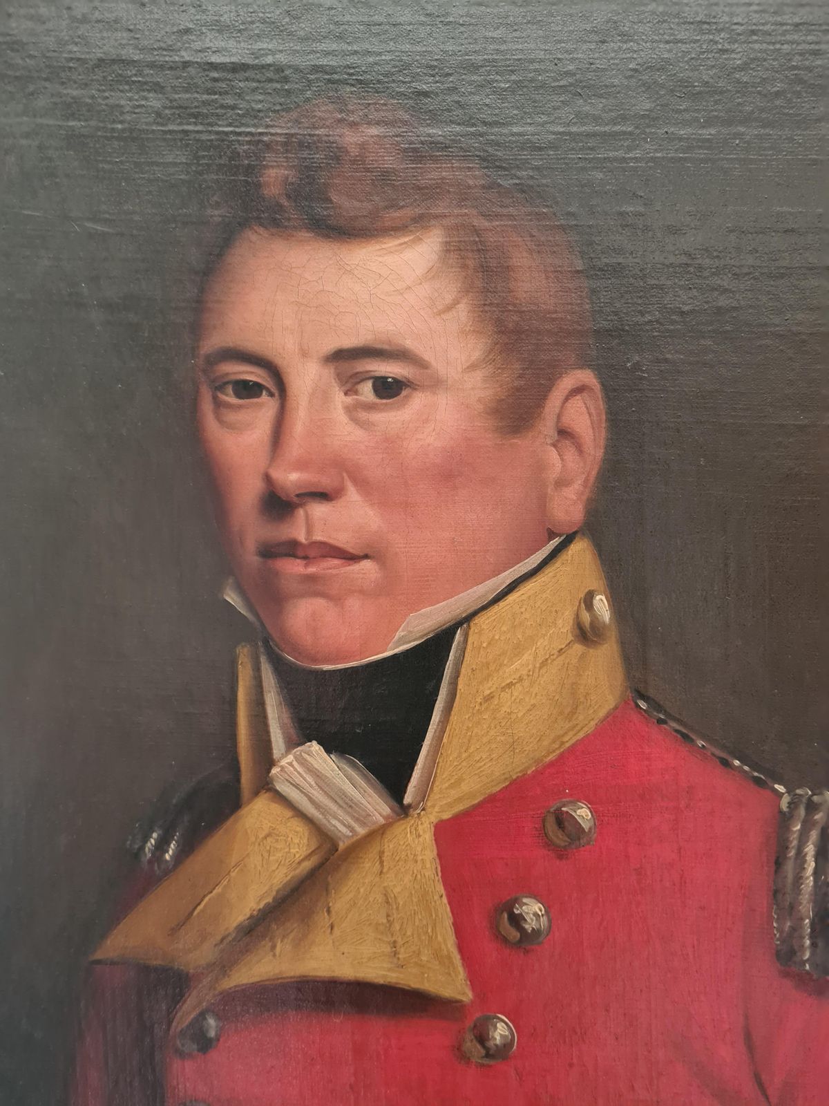 3960.0 18th Century Oil On Canvas Portrait, Major Alexander Brown In Military Uniform. (1799) photo
