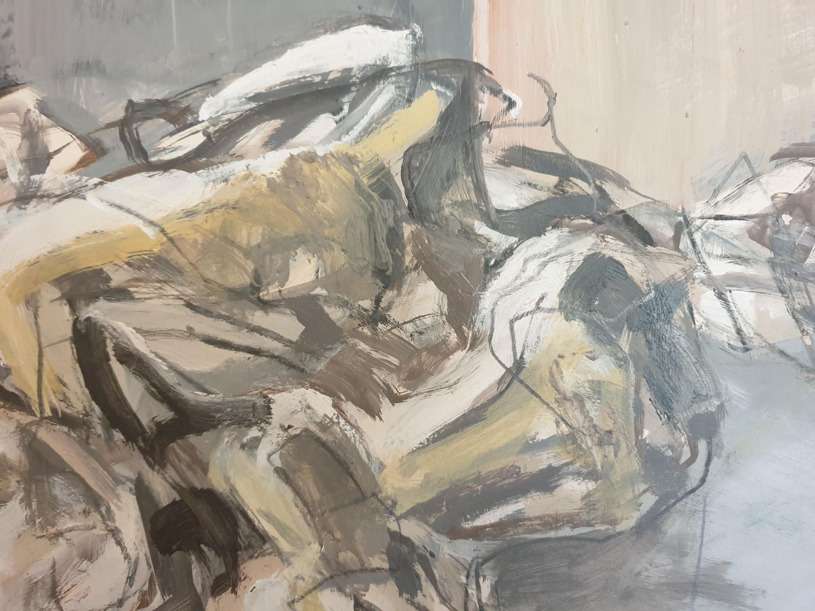 Chantal Payet, 'Assemblées', Figures In Motion, Oil On Paper On Board. (1996) photo vinterior