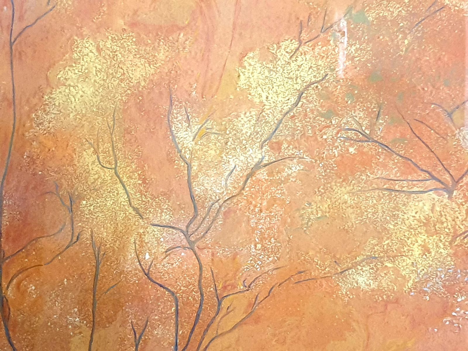 photo buy Francis Besson 'Forest In The Fall', Contemporary Impressionist Pastel, Homage To Gustave Klimt2018