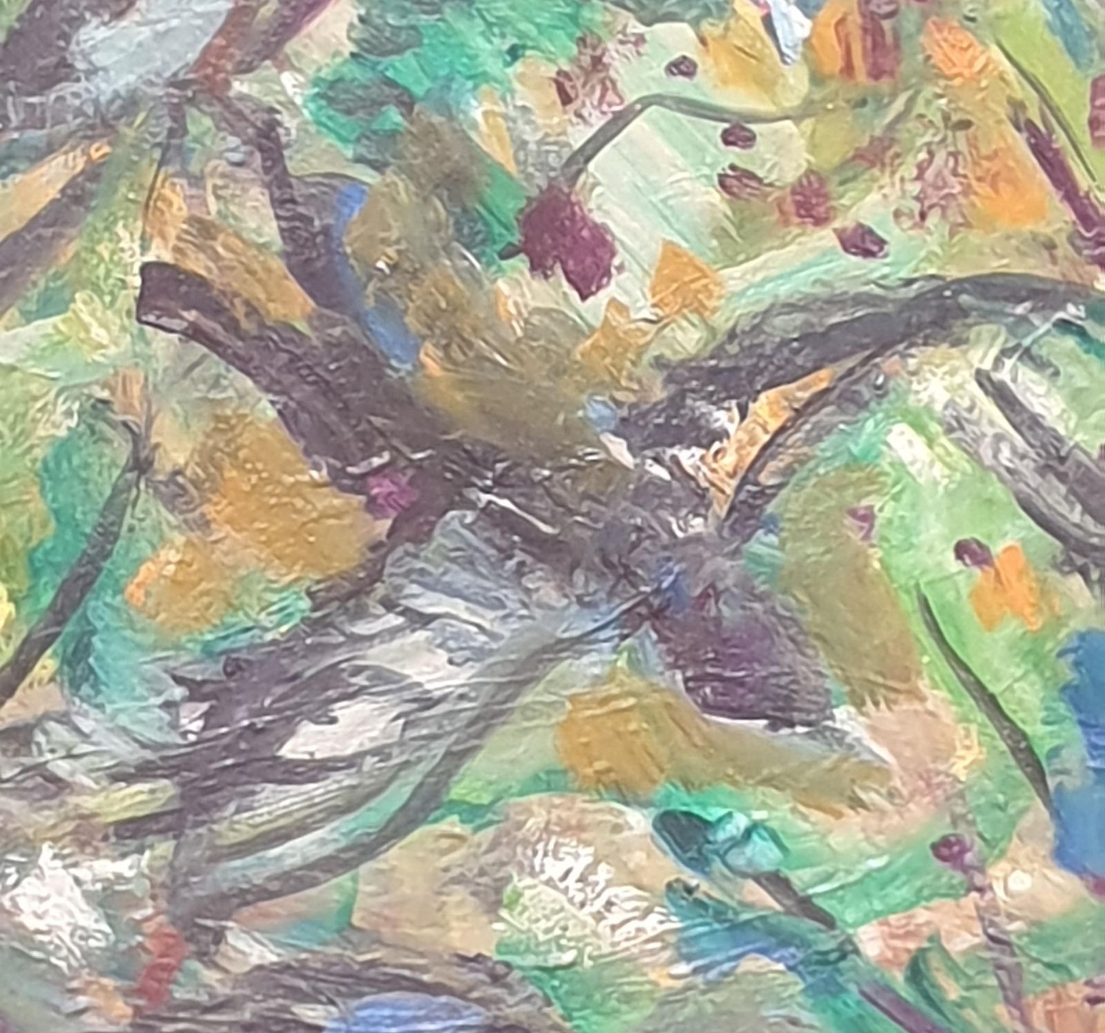 photo for sale Hyppolite Roger French Mid Century Oil On Canvas, Birds In Flight