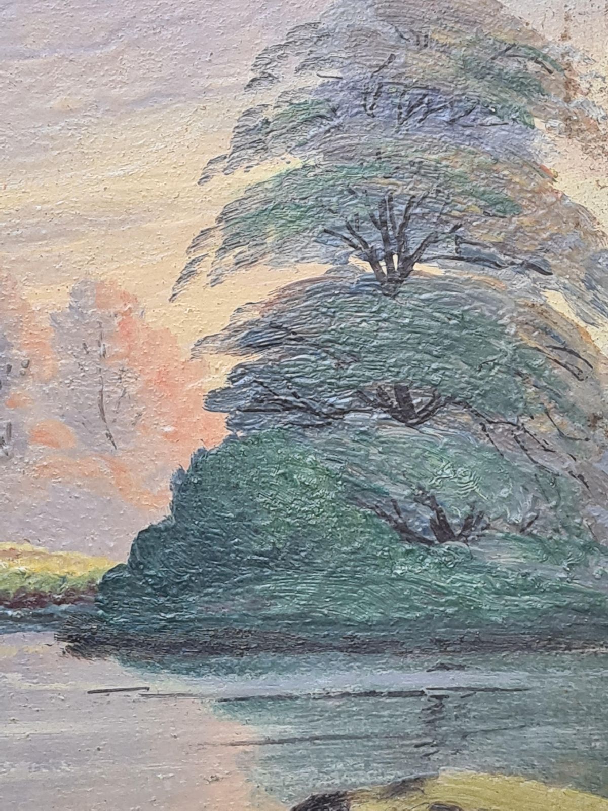 Boggio, Barbizon Lakeside Landscape With Poplar Trees. Oil On Board. photo vinterior