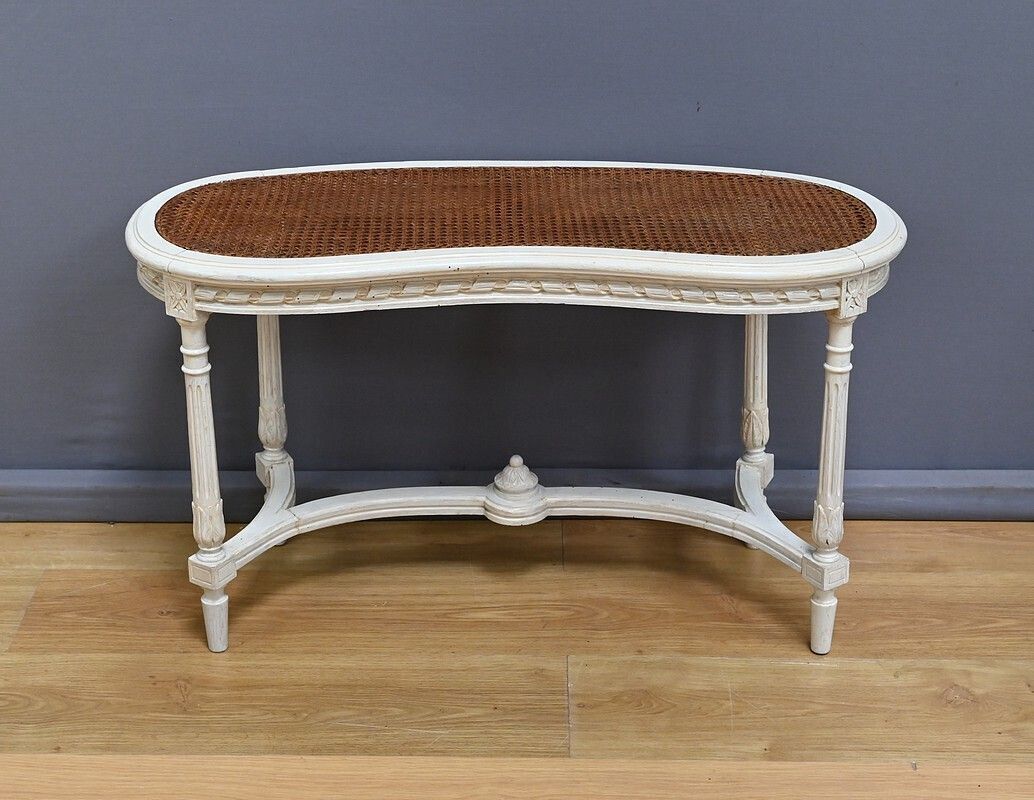 Painted Wooden Piano Bench, Louis XVI Style – Late 19th Century