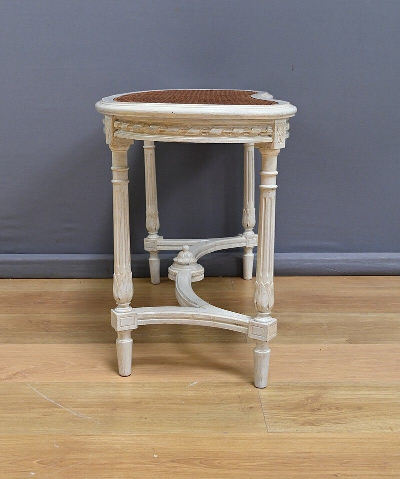 Furniture Painted Wooden Piano Bench, Louis XVI Style – Late 19th Century photo