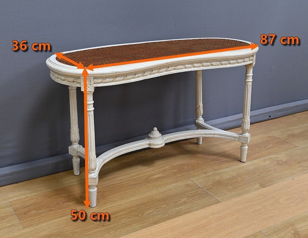 photo vintage Painted Wooden Piano Bench, Louis XVI Style – Late 19th Century