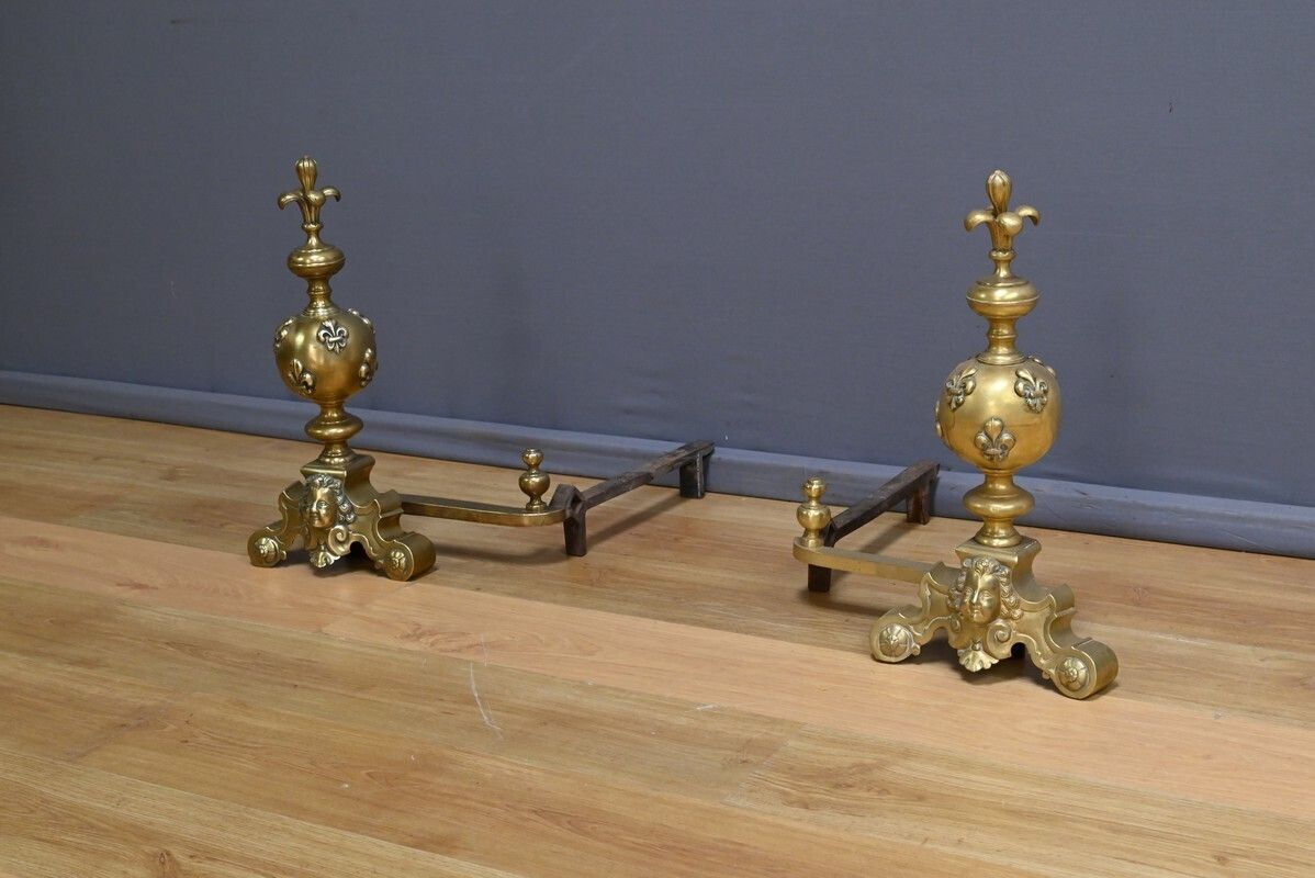 Pair Of Gilt Bronze Andirons – Part 1 Of The 19th Century photo Home Fixtures