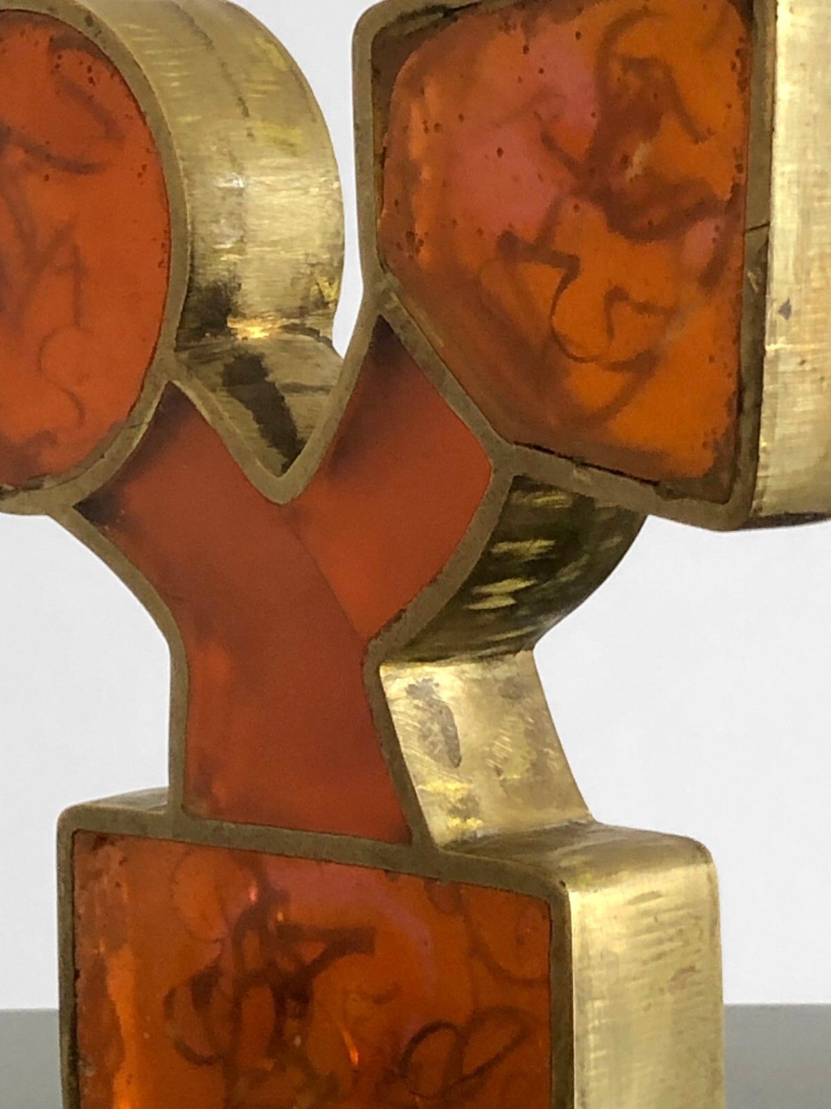 505.0 1970 Sculpture Fractal Resin Inclusion Pop Bronze & Plexiglas Lucite Giraudon photo