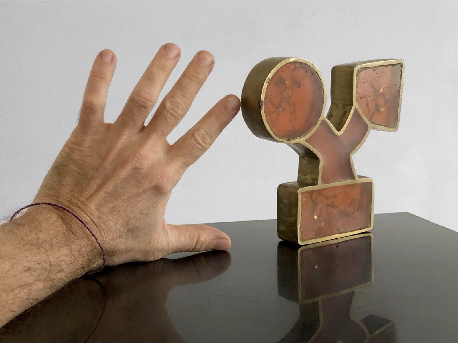 photo vinterior 1970 Sculpture Fractal Resin Inclusion Pop Bronze & Plexiglas Lucite Giraudon