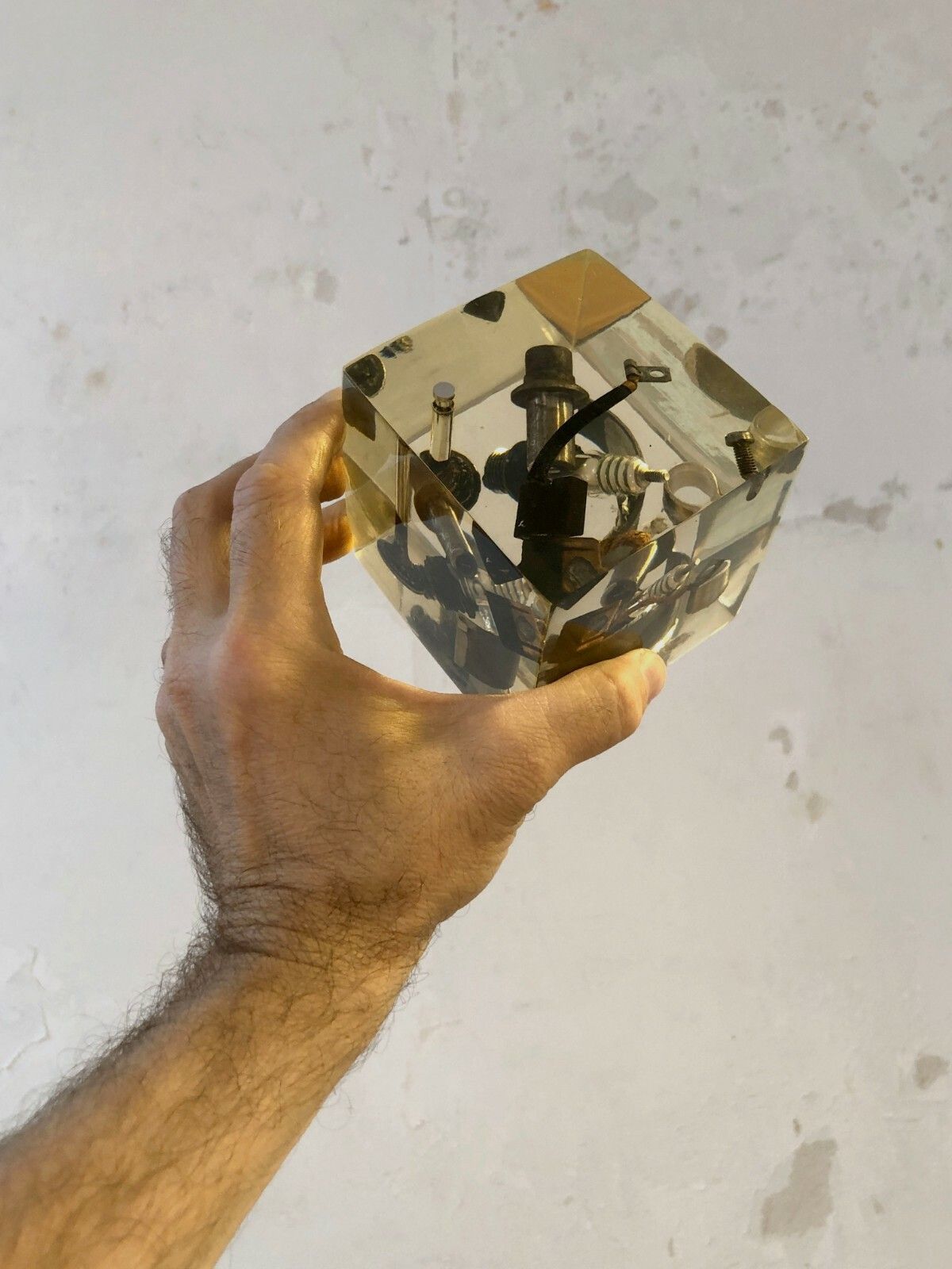 photo for sale 1970 Stone Giraudon Inclusion Shabby Chic Modernist Lucite Fractal Resin