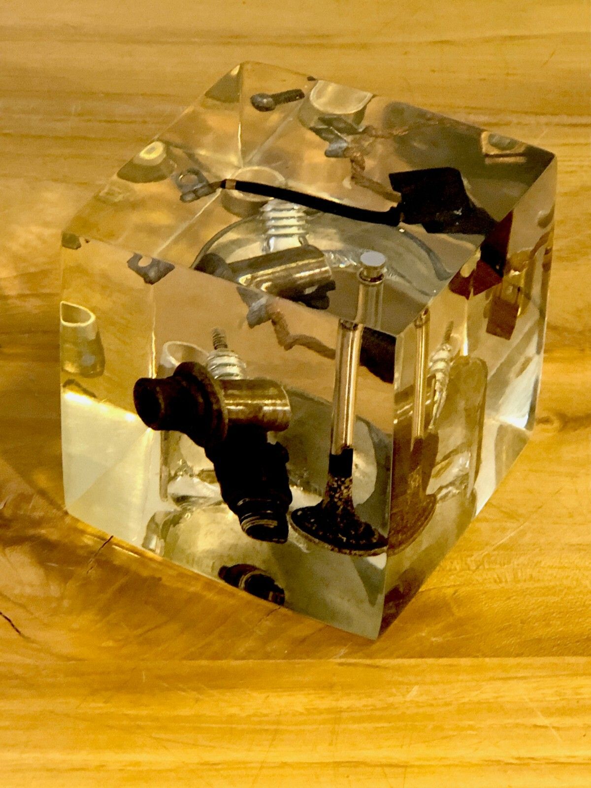 Art 1970 Stone Giraudon Inclusion Shabby Chic Modernist Lucite Fractal Resin photo