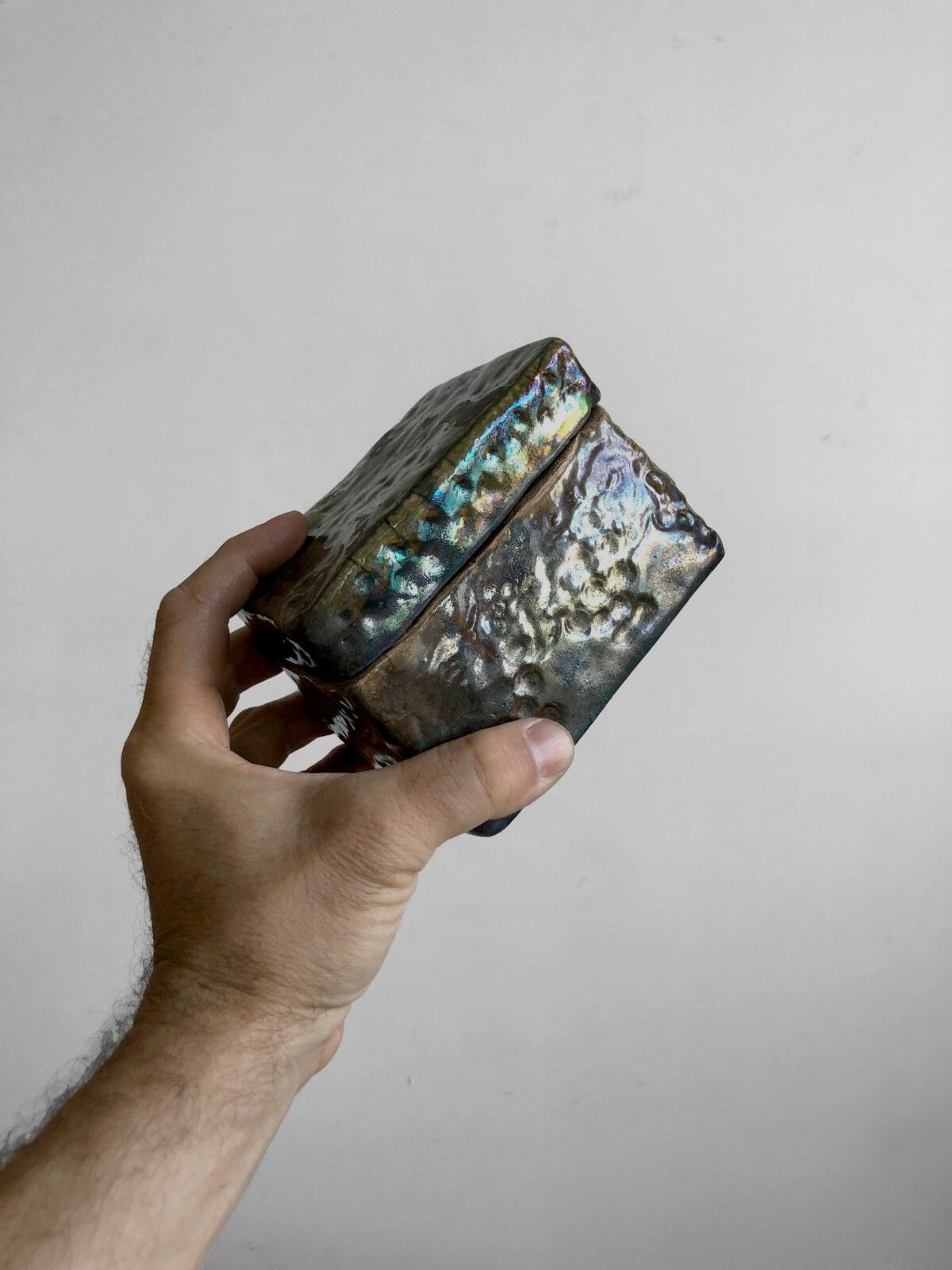 1990 Iriseed Art Deco Ceramic Box Raku Shabby Chic Garouste Bonetti Belliard photo for sale