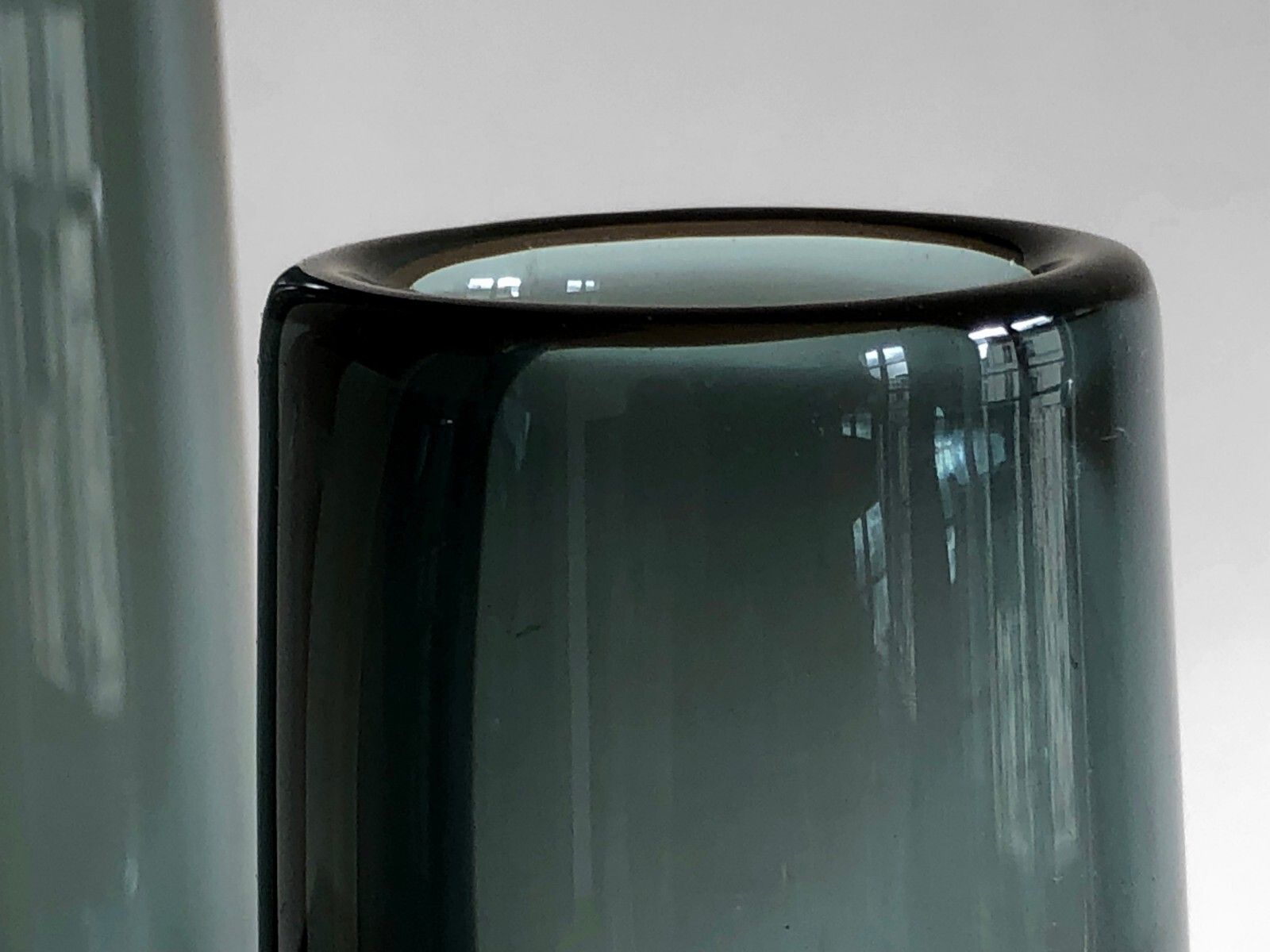 1960 Holmegaard 2 Scandinavian Glass Vases Free Form Modernist Murano Venini photo for sale