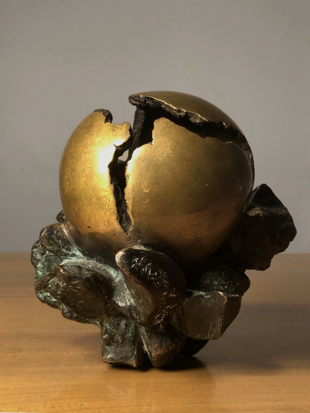 1970 Anita Tullio Sphere Sculpture Bronze Brutalist Postmodernist Shabby Chic photo for sale
