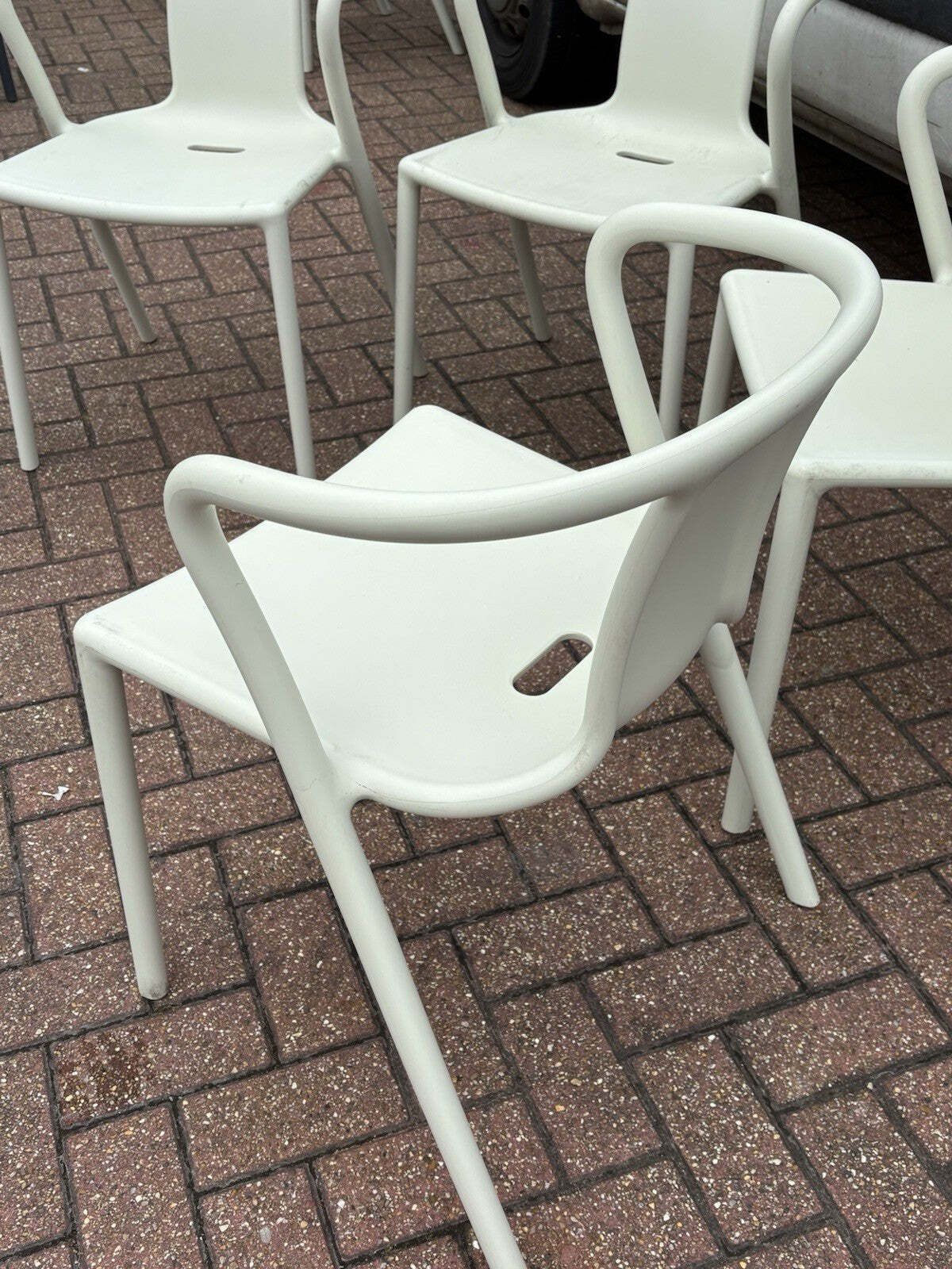 4 White Air Armchair Designer Chairs By Magis, Designed By Jasper Morrison photo for sale