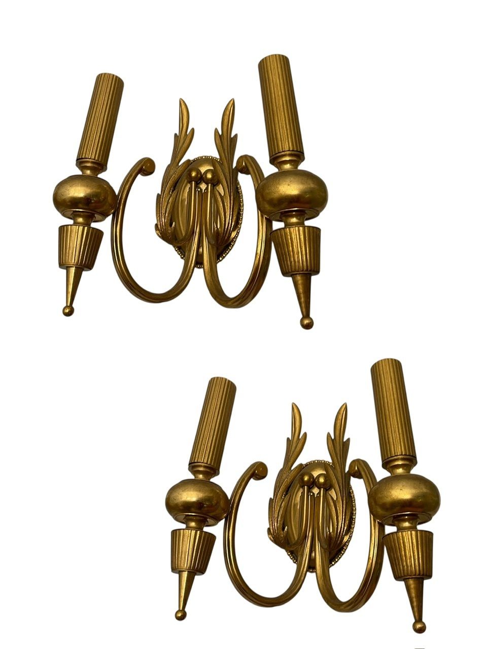 Brass Italian Sconces Set Of 2 By Gaetano Sciolari photo for sale