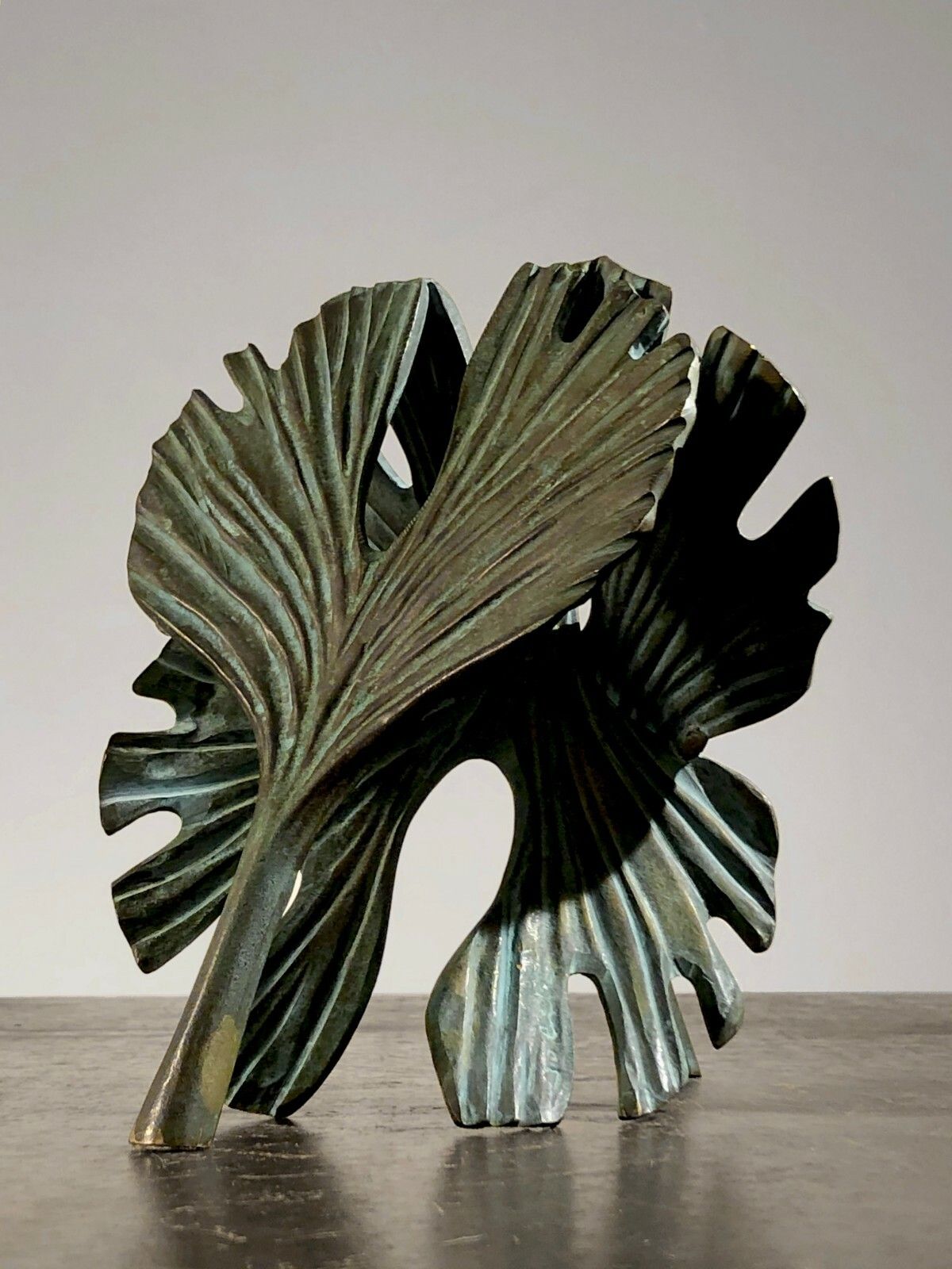 1970 Jobin Sculpture Ginko Biloba Bronze Brutalist Postmodernist Shabby Chic photo for sale
