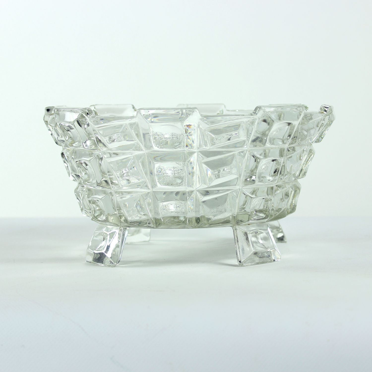 Set Of Two Art Deco Pressed Glass Bowls By Libochovice, Czechoslovakia, 1930s photo Home Decor