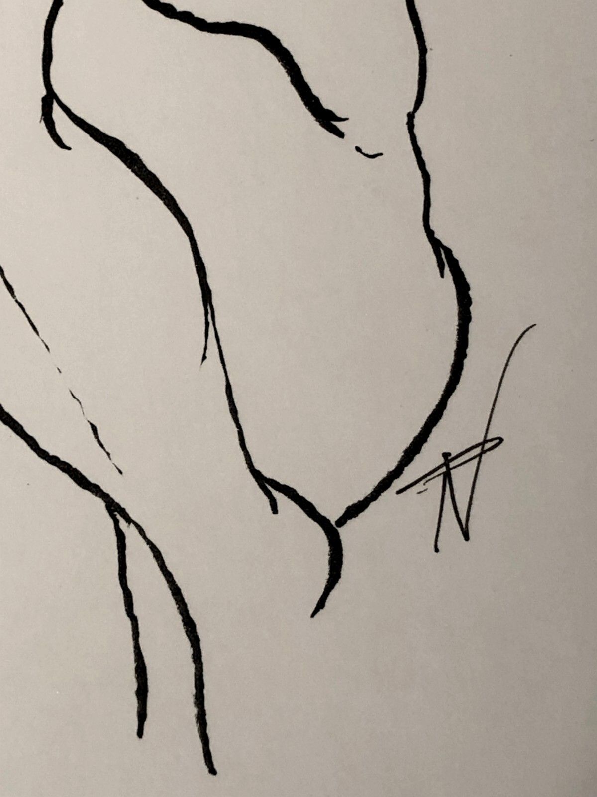 2000 Olivier Pannone "Chimere" Male Nu(s) (S China Ink Figuration Drawing photo vintage