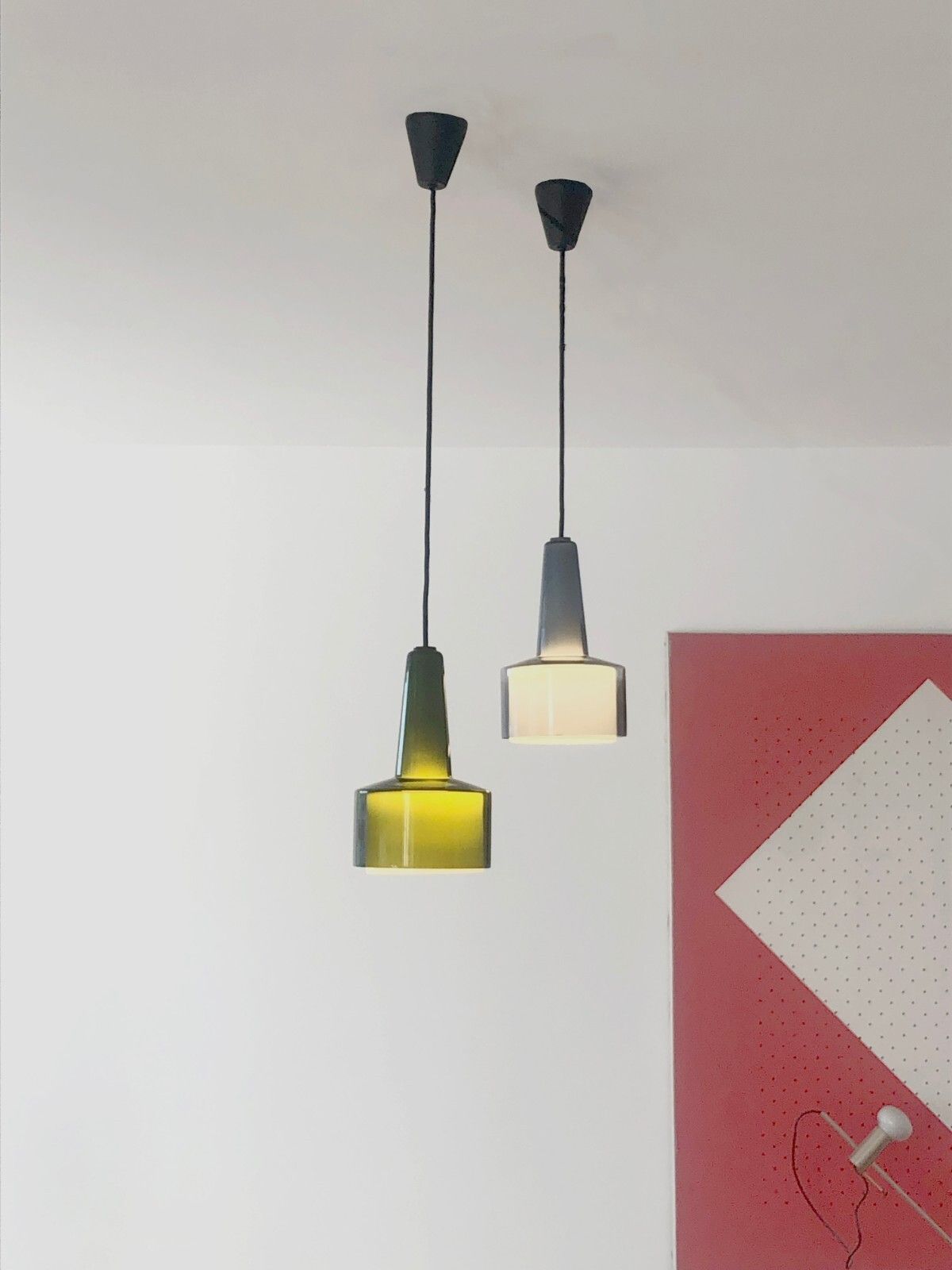 1960 Bent Nordsted Fog & Morup 2 Suspension Chandeliers Modernist Scandinavian Dansk photo buy