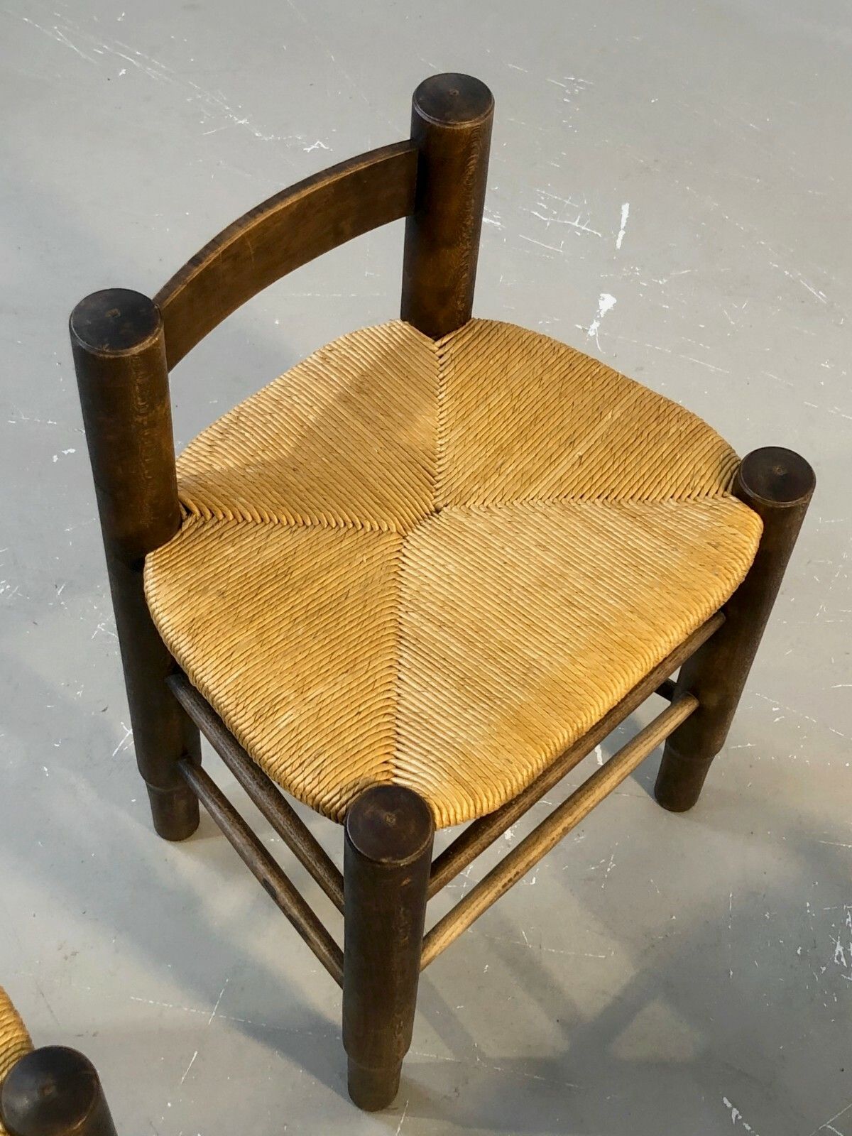 Furniture 1950 Charles Dudouyt 4 Chairs Stools Modernist Brutalist Chapo Perriand photo