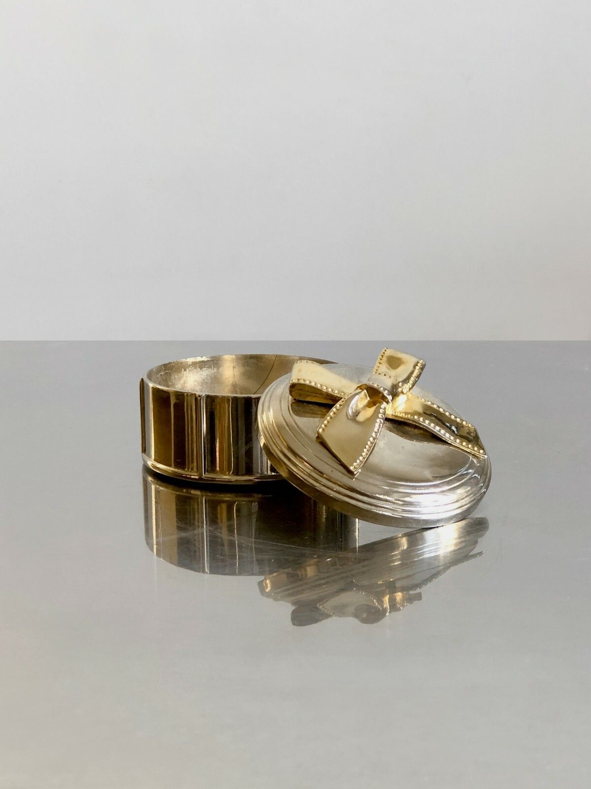 1970 Small Art Deco Shabby Chic Silver Bronze Golden Box Jansen Pergay Romeo
