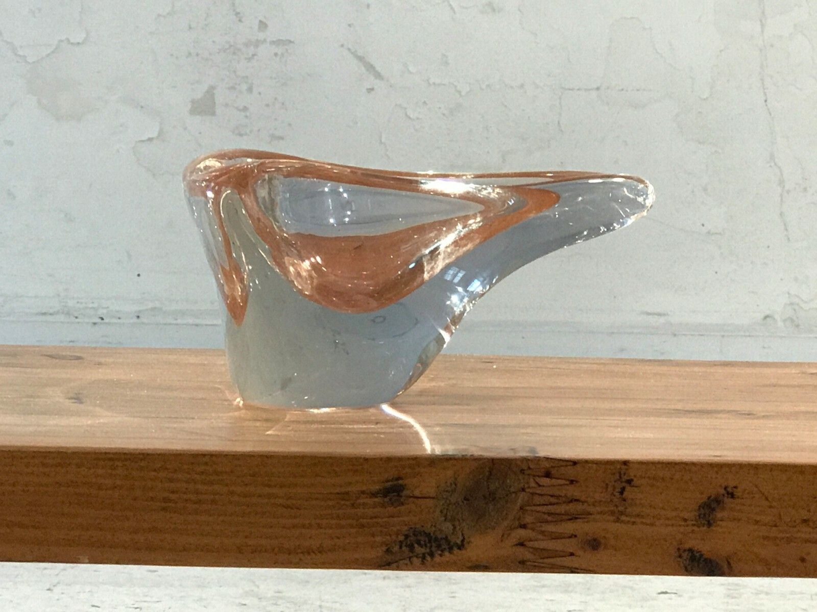 1970 Flavio Poli Murano Ashtray Glass Sculpture Cut Free Modernist photo Home Decor