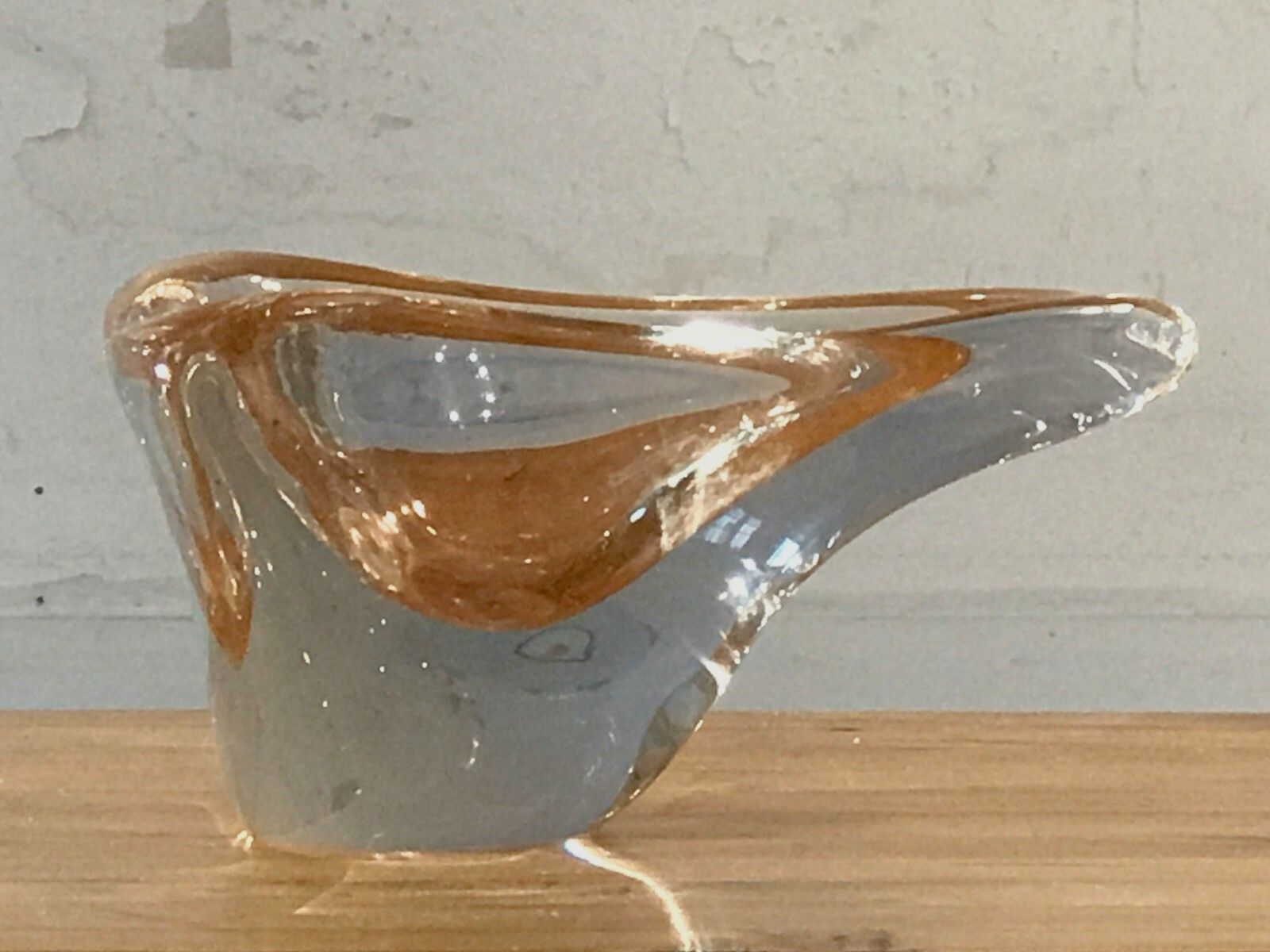 1970 Flavio Poli Murano Ashtray Glass Sculpture Cut Free Modernist photo buy