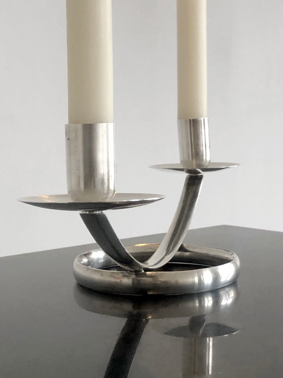 1970 Bougeoir Modernist Candlestick Silver Metal Christofle Sabattini Gaul photo vinterior