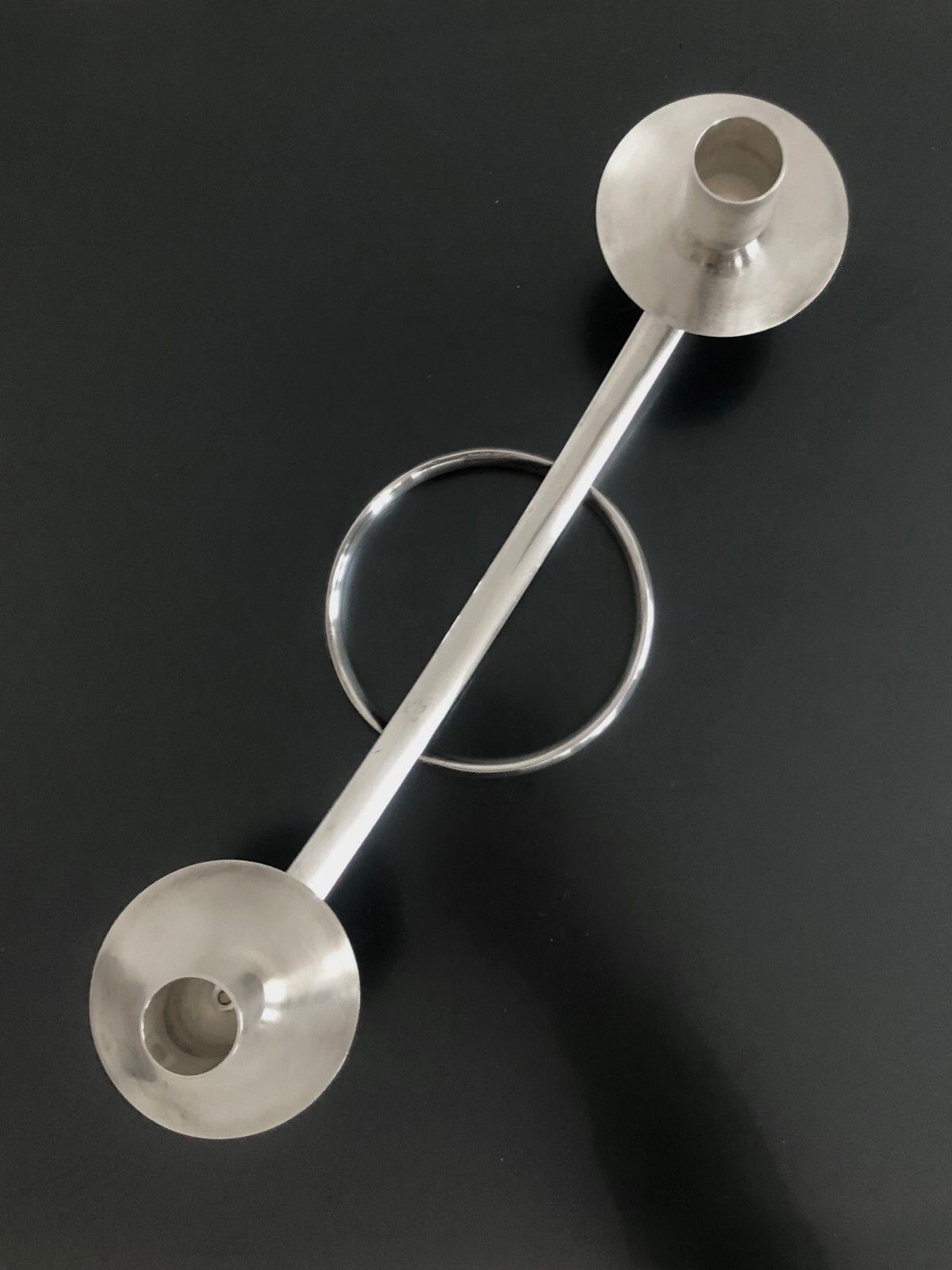 photo for sale 1970 Bougeoir Modernist Candlestick Silver Metal Christofle Sabattini Gaul