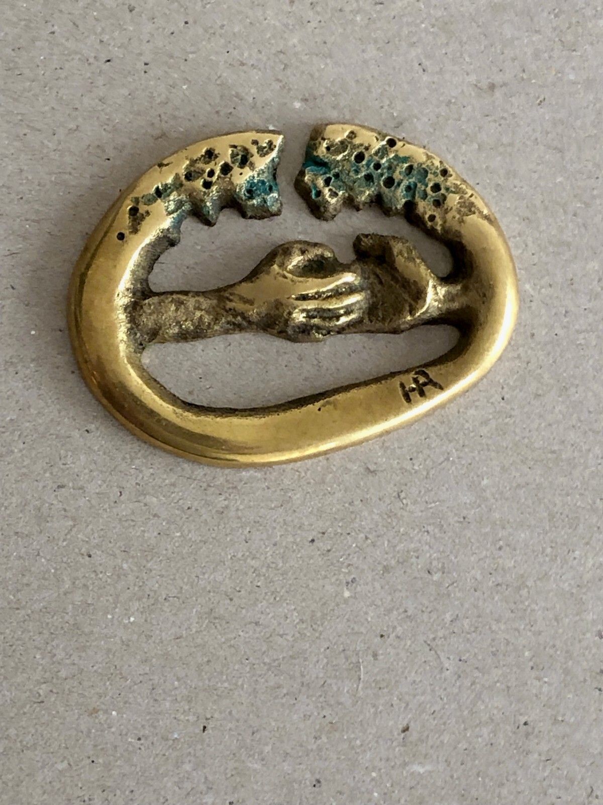 1980 90 Hr 3/4 Locket Sculpture Shabby Chic Bronze Brutalist Free Figure photo Art