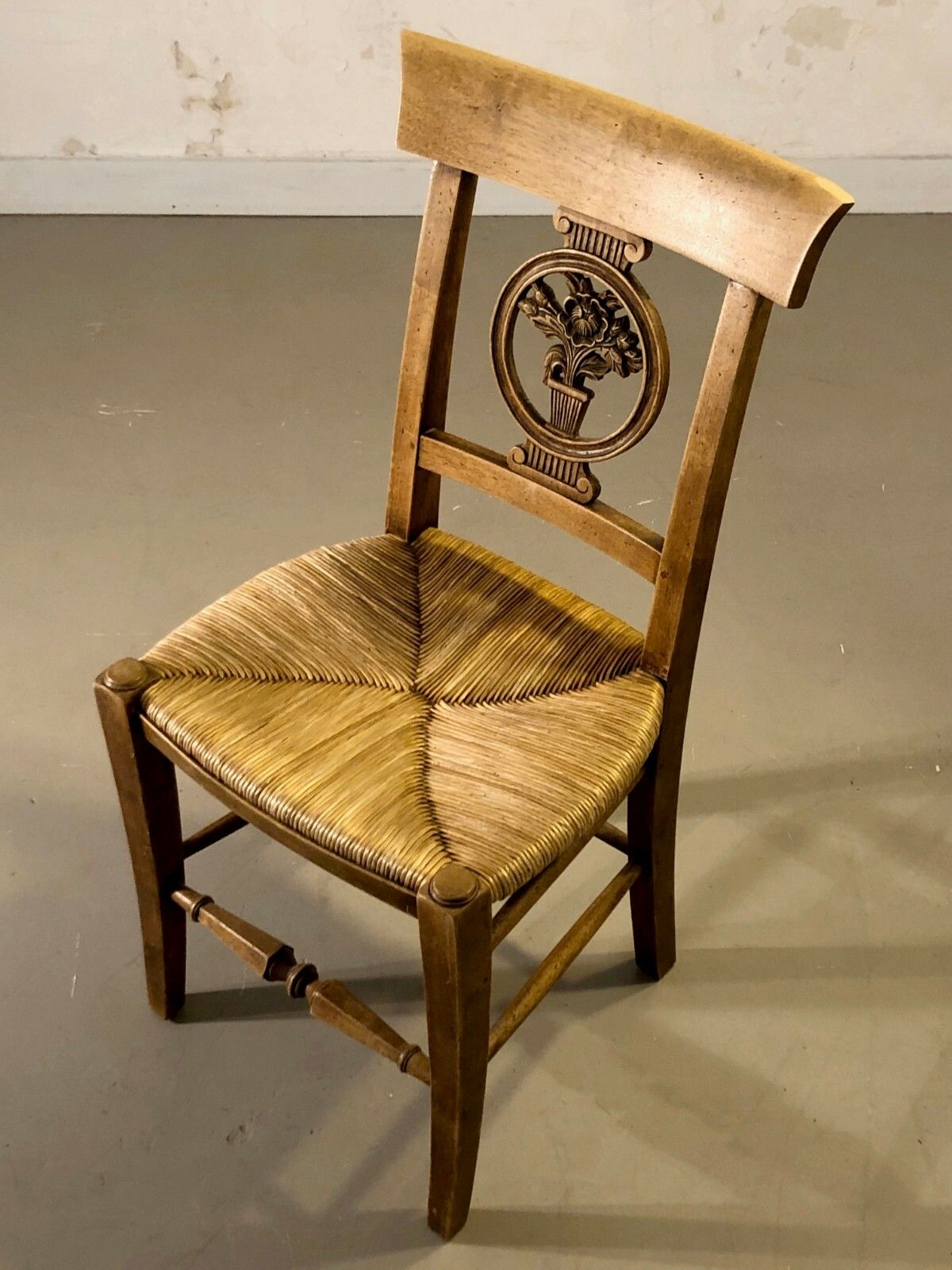 1970 Saulaie 1/2 Art Deco Shabby Chic Neo Classical Rustic Louis XVI Chair photo for sale