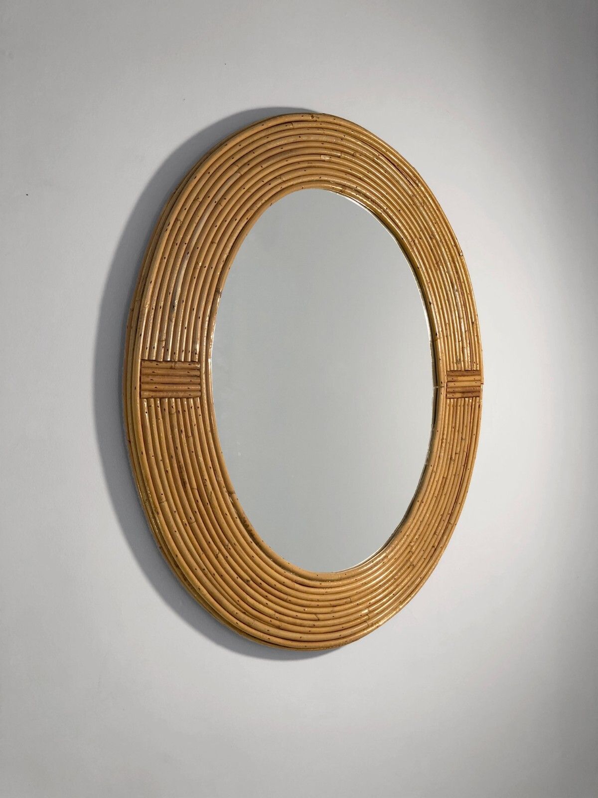 1960 Audoux Minnet Large Oval Mirror Modernist Brutalist Shabby Chic Dream photo vintage