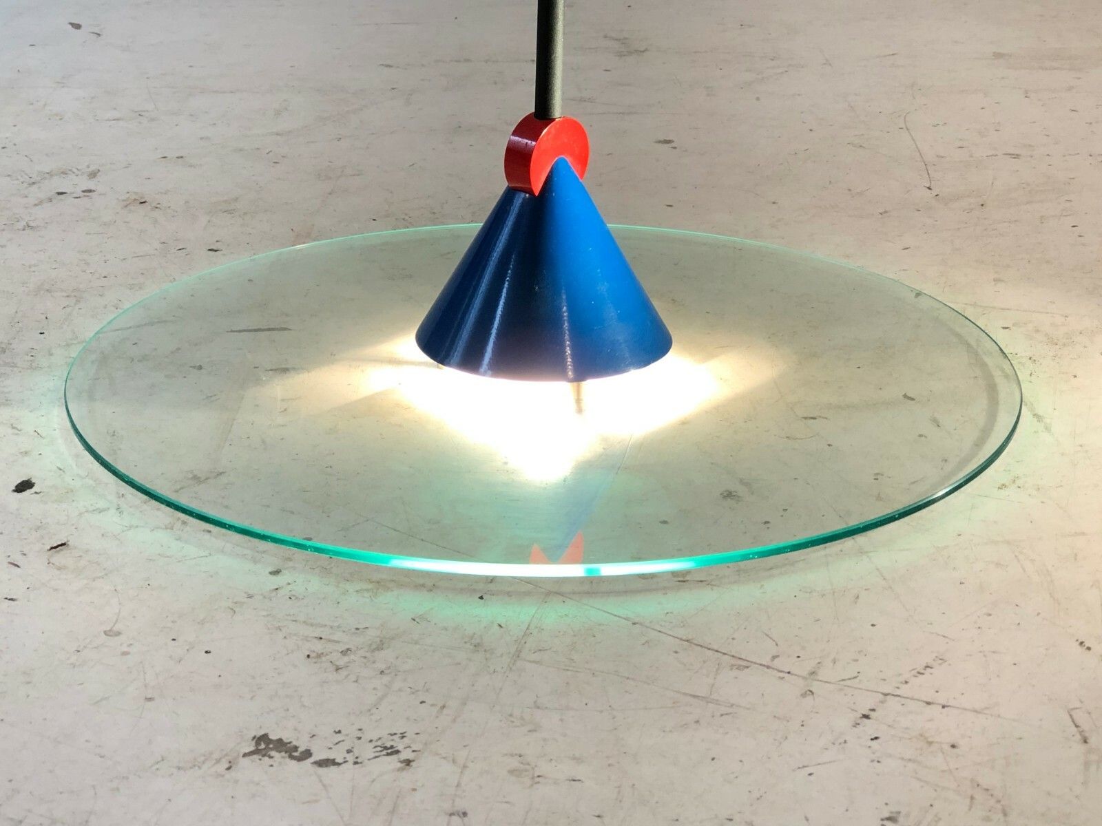 1980 Glass Light Suspension Post Modernist Memphis Sottsass Starck Szekely photo furniture