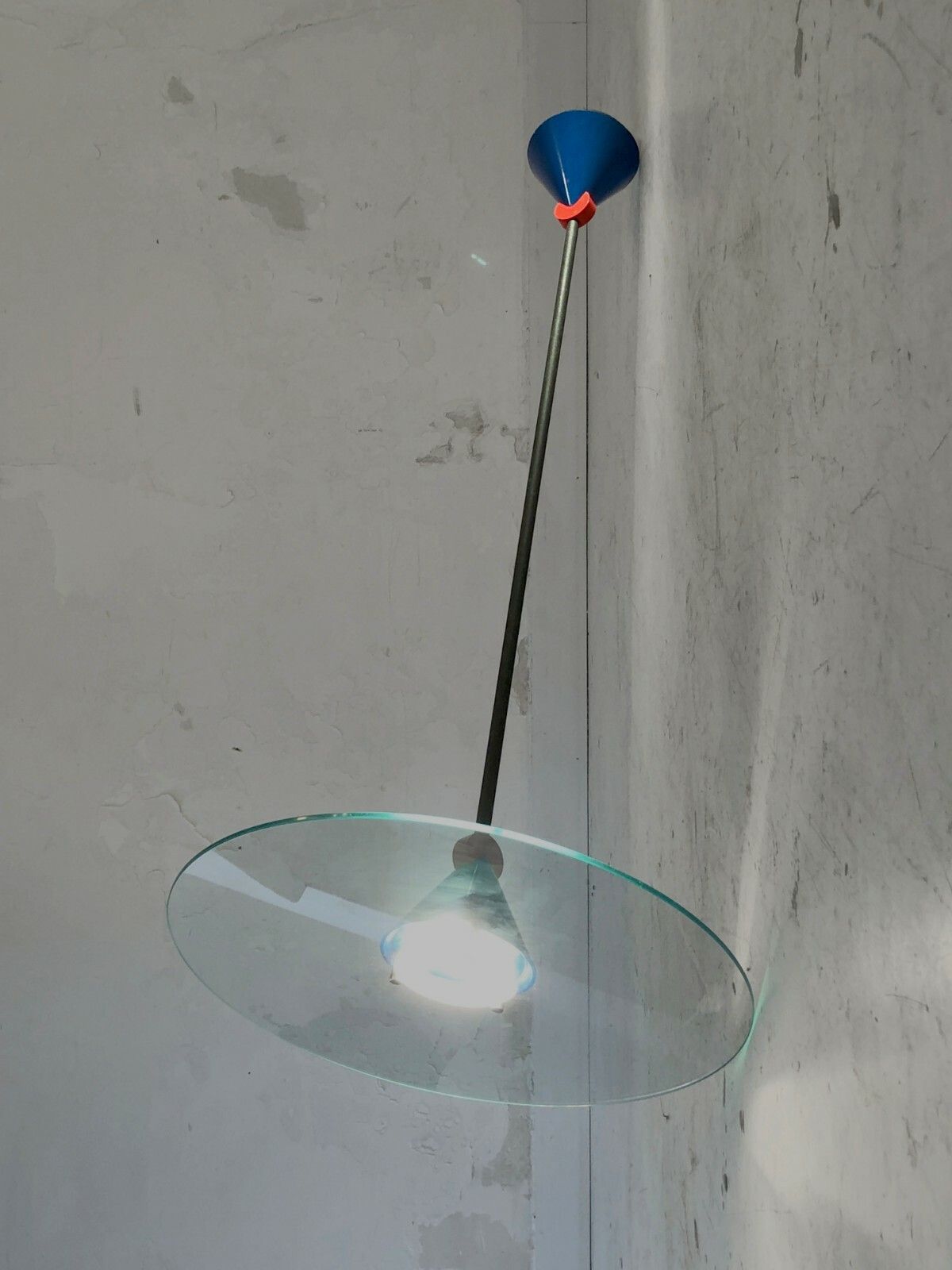 3200.0 1980 Glass Light Suspension Post Modernist Memphis Sottsass Starck Szekely photo