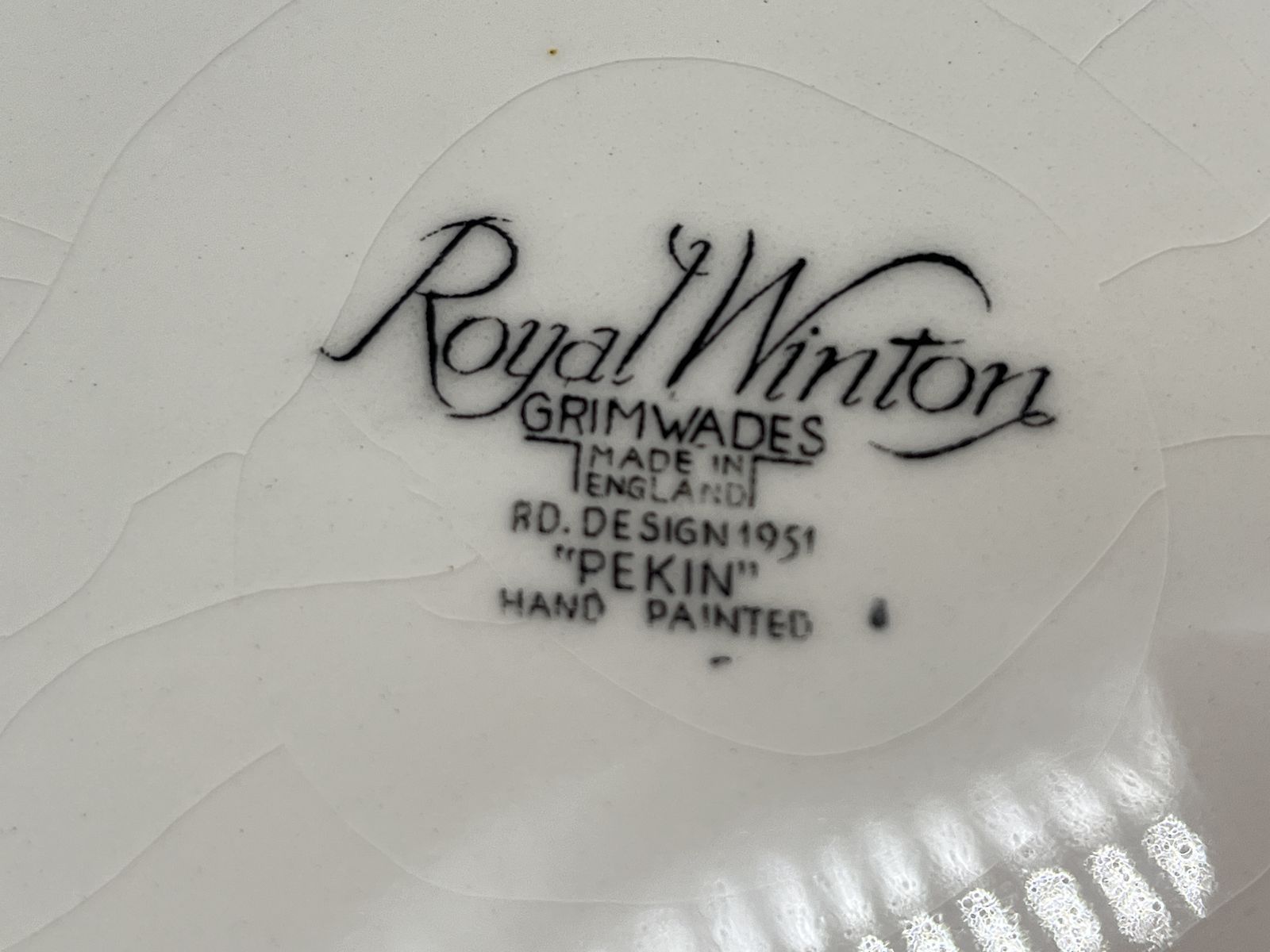 Vintage Royal Winton Pekin Chintz Hand Painted Cake / Sandwich Serving Plate. C1950. photo vinterior