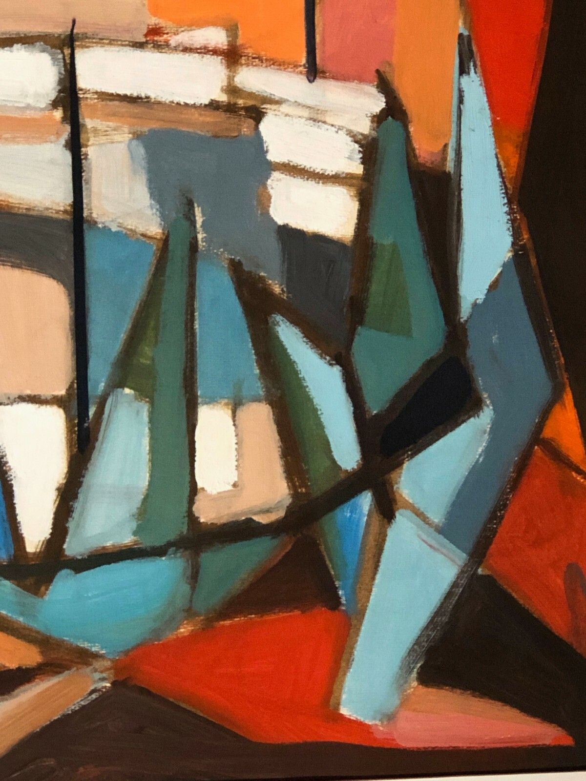 1950 E. Whisle 1/2 Gouache Expressionist Abstract Form Free Cubist Painting photo 3032.0