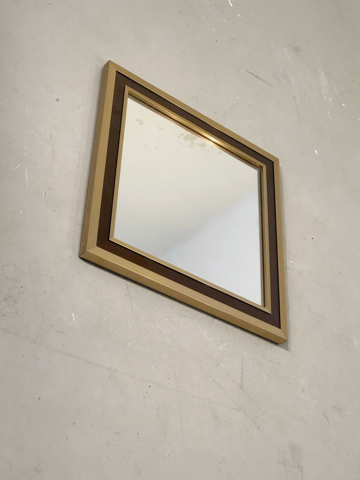 1970 Small Art Deco Modernist Square Mirror Shabby Chic Romeo Rega Jansen Rizzo photo furniture