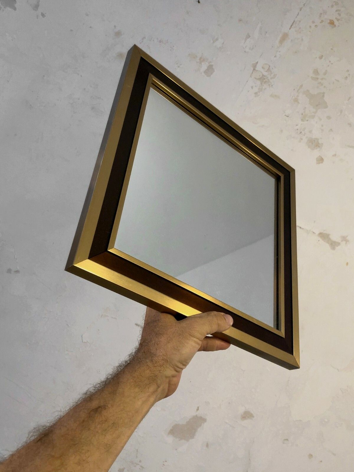 1970 Small Art Deco Modernist Square Mirror Shabby Chic Romeo Rega Jansen Rizzo photo vinterior