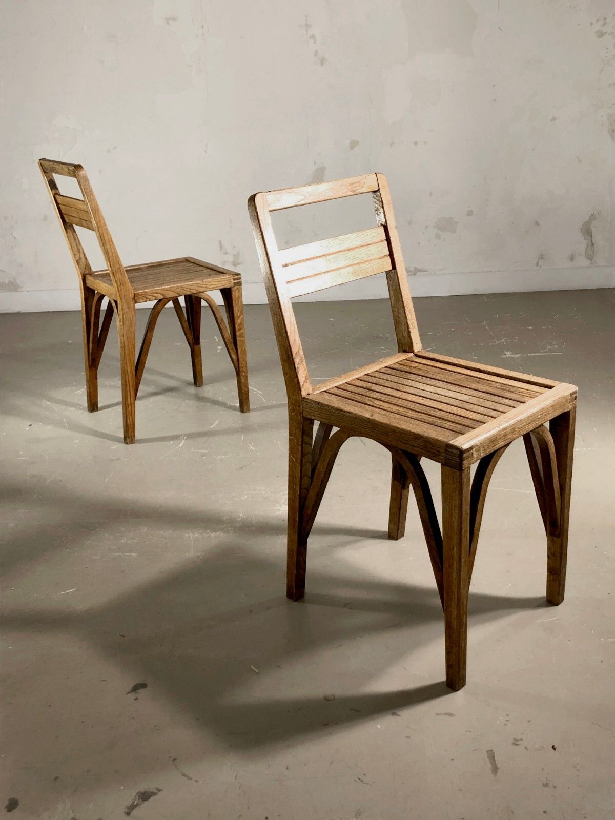 Furniture 1950 2 Modernist Chairs Reconstruction Bauhaus René Gabriel Gascoin Thonet photo