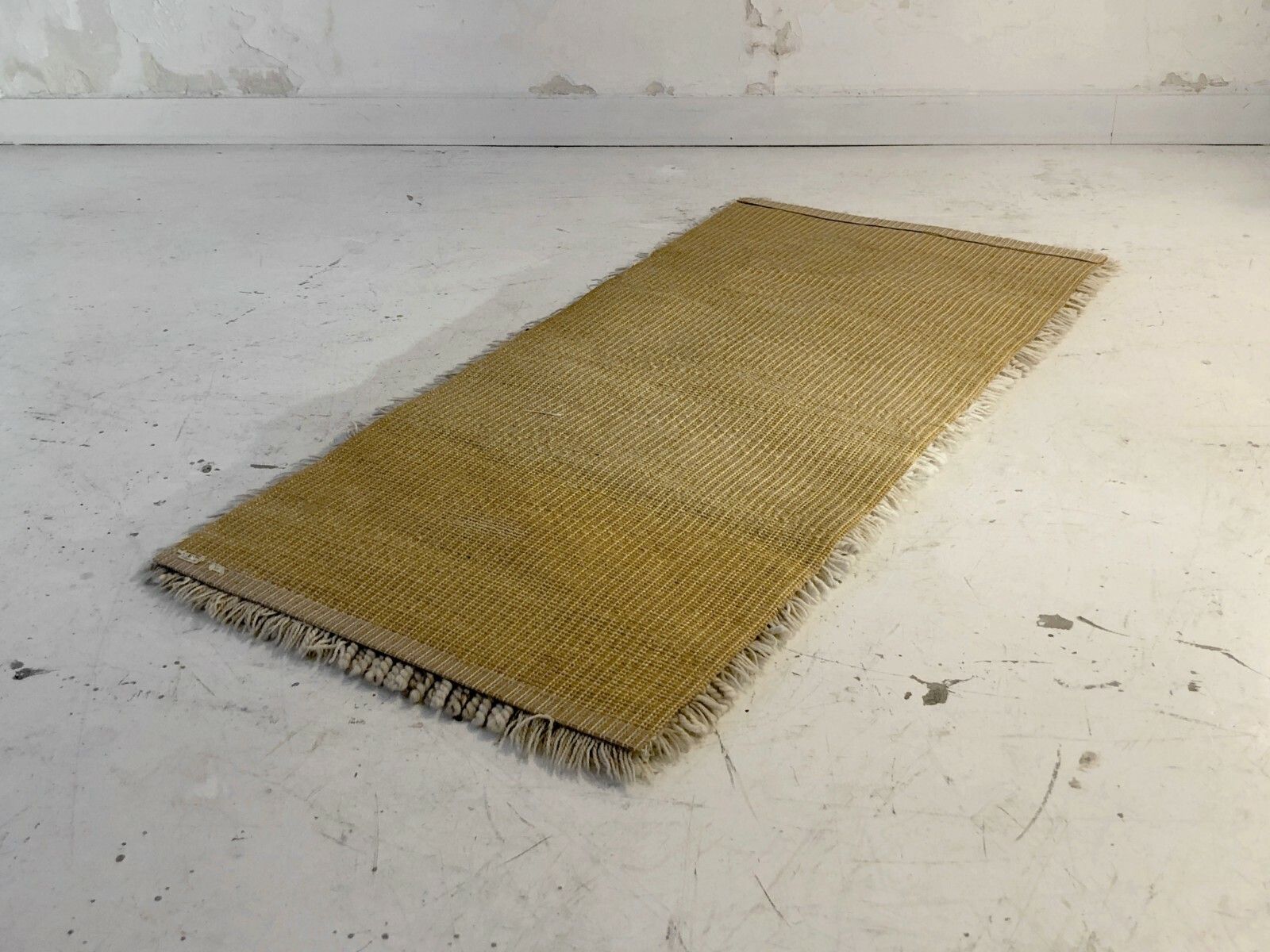 Textiles 1970 Small Modernist Wool Tapestry Rug Folk Art Shabby Chic photo