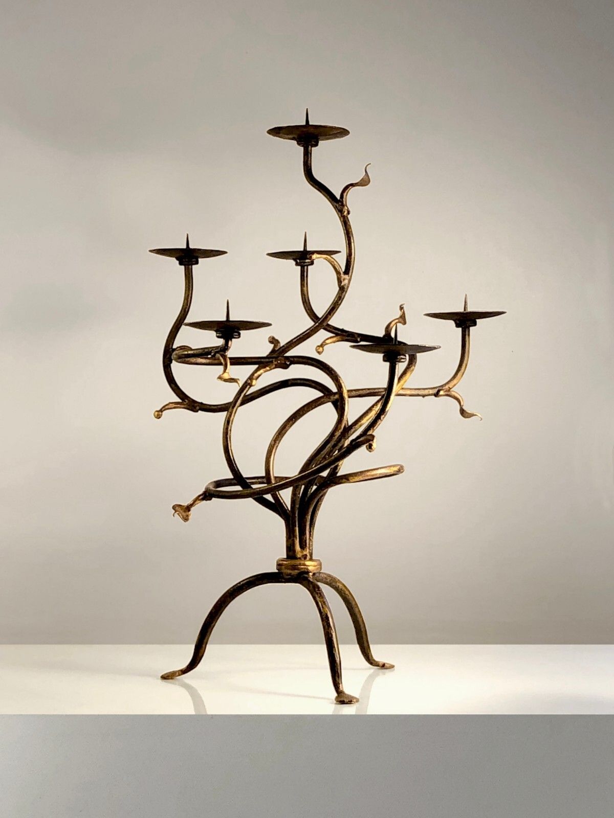 1990 Bougeoir Post Modernist Sculpture Brutalist Shabby Chic Candlestick