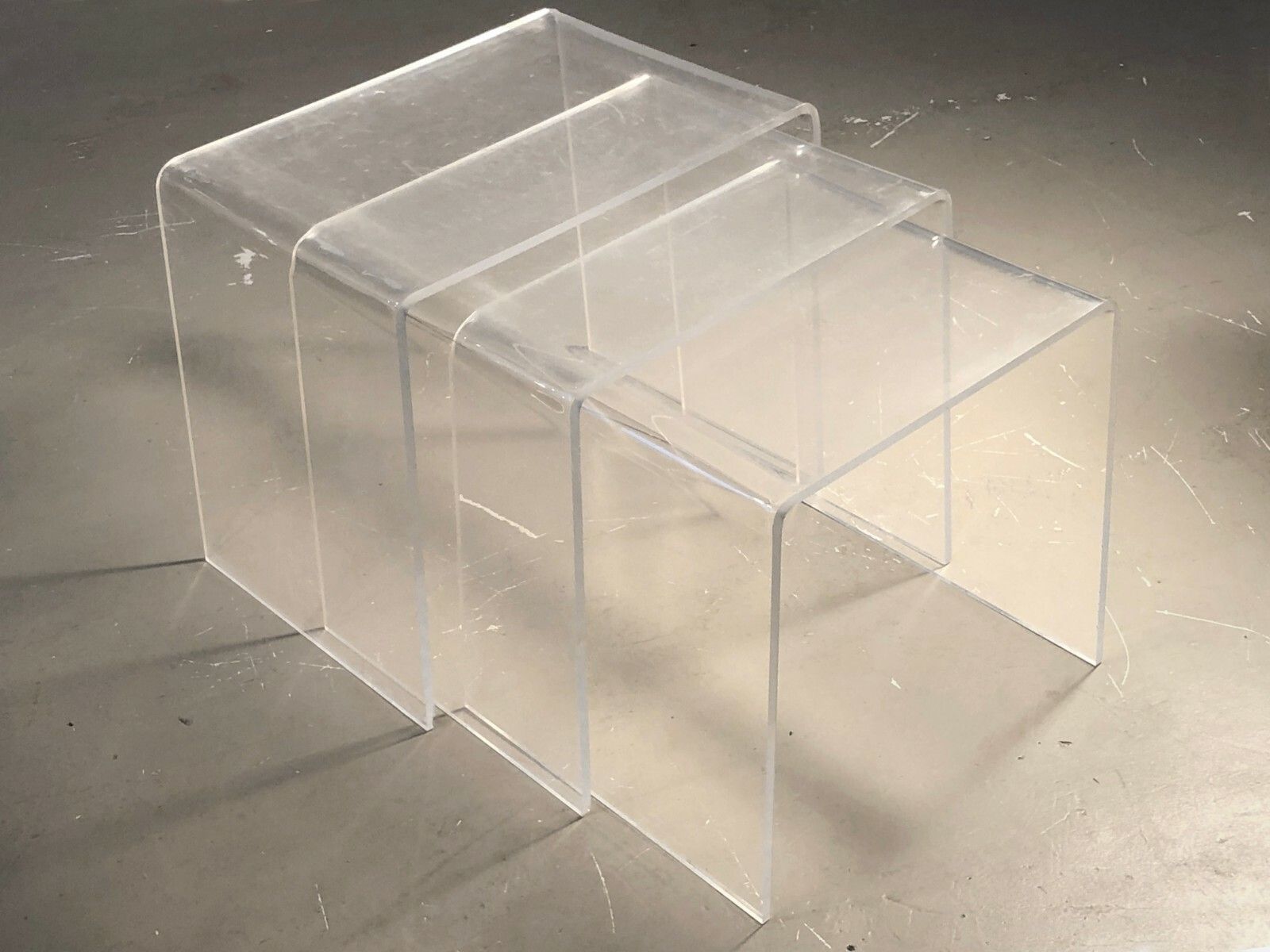 1970 3 Gigogne Modernist Shabby Chic Plexiglas Lucite Bass Table Kappa Dumas photo buy