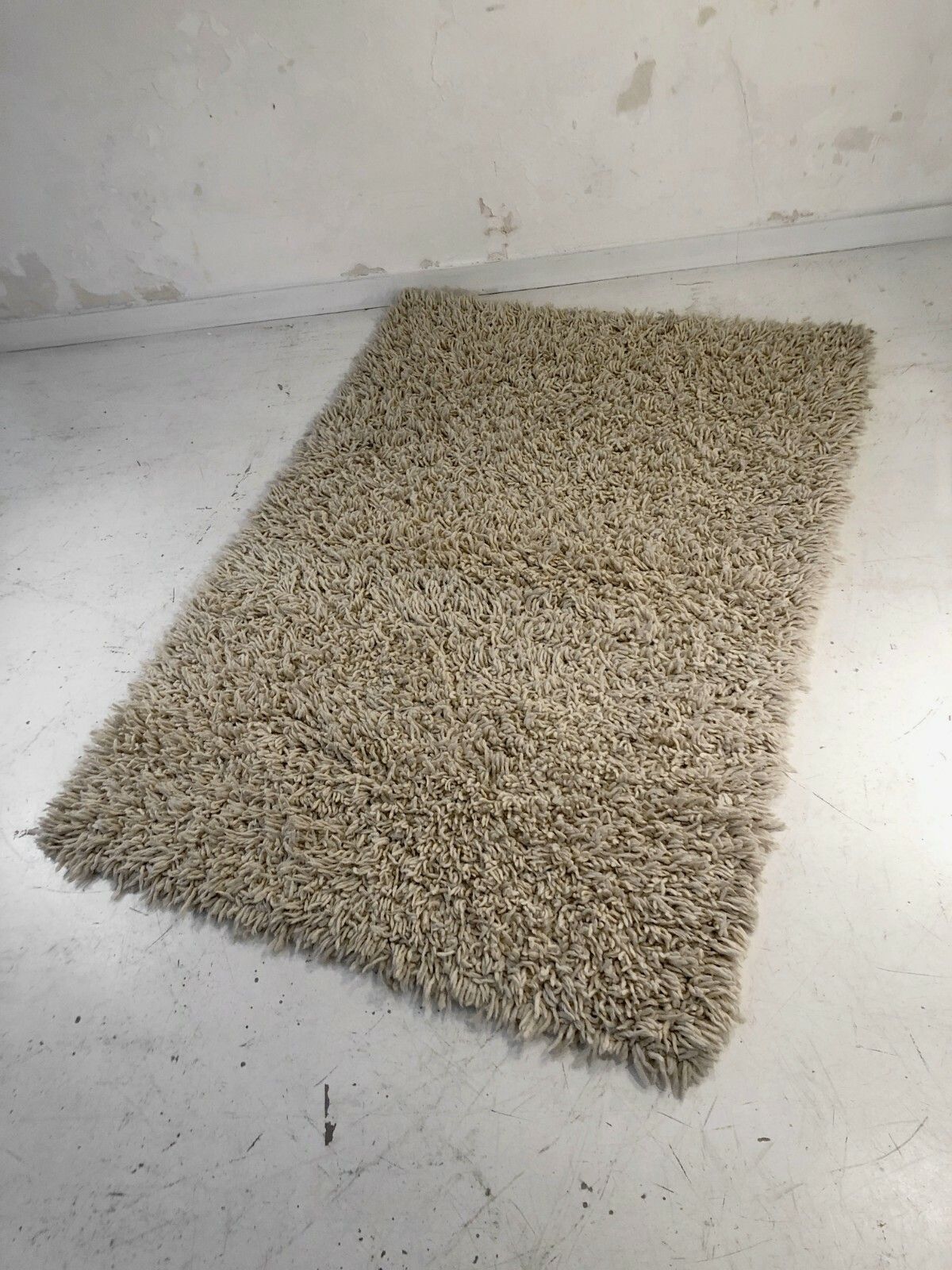 1970 Large Modernist Folk Art Shabby Chic Wool Carpet