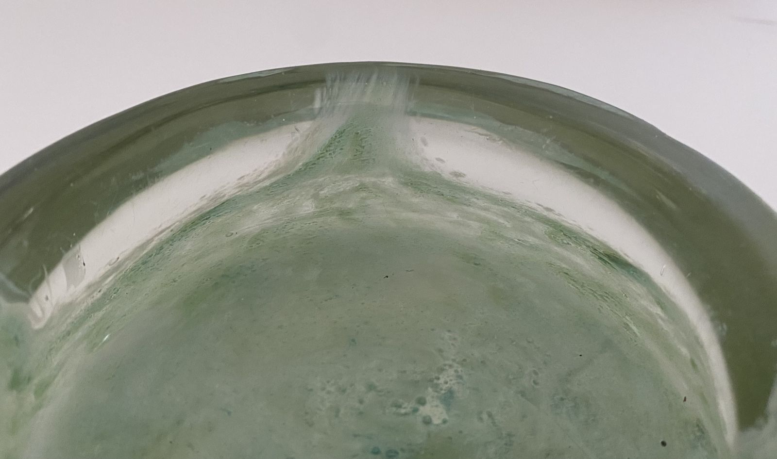 Home Decor Nazeing, British Studio Art Glass, Mottled Green Bowl photo