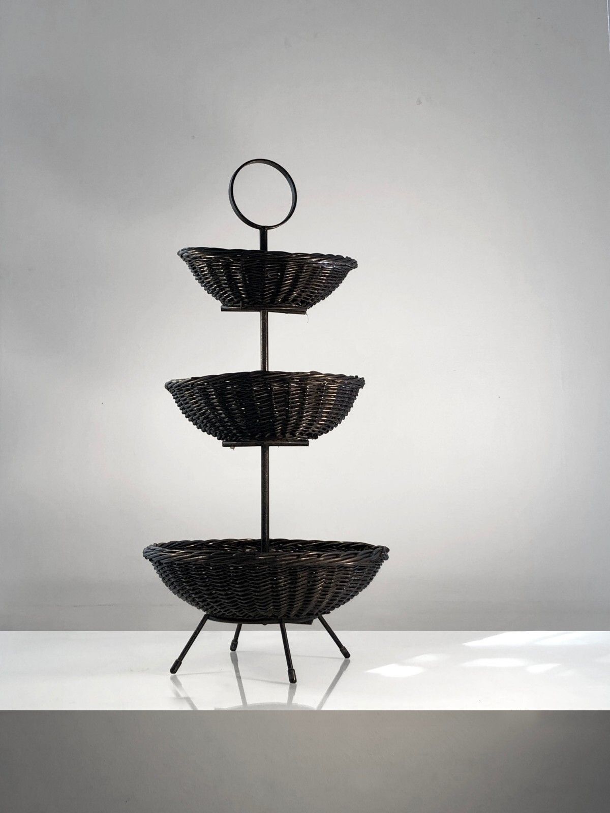 1950 Mategot Modernist Brutalist Free Form Folk Art Flat Basket photo Home Decor