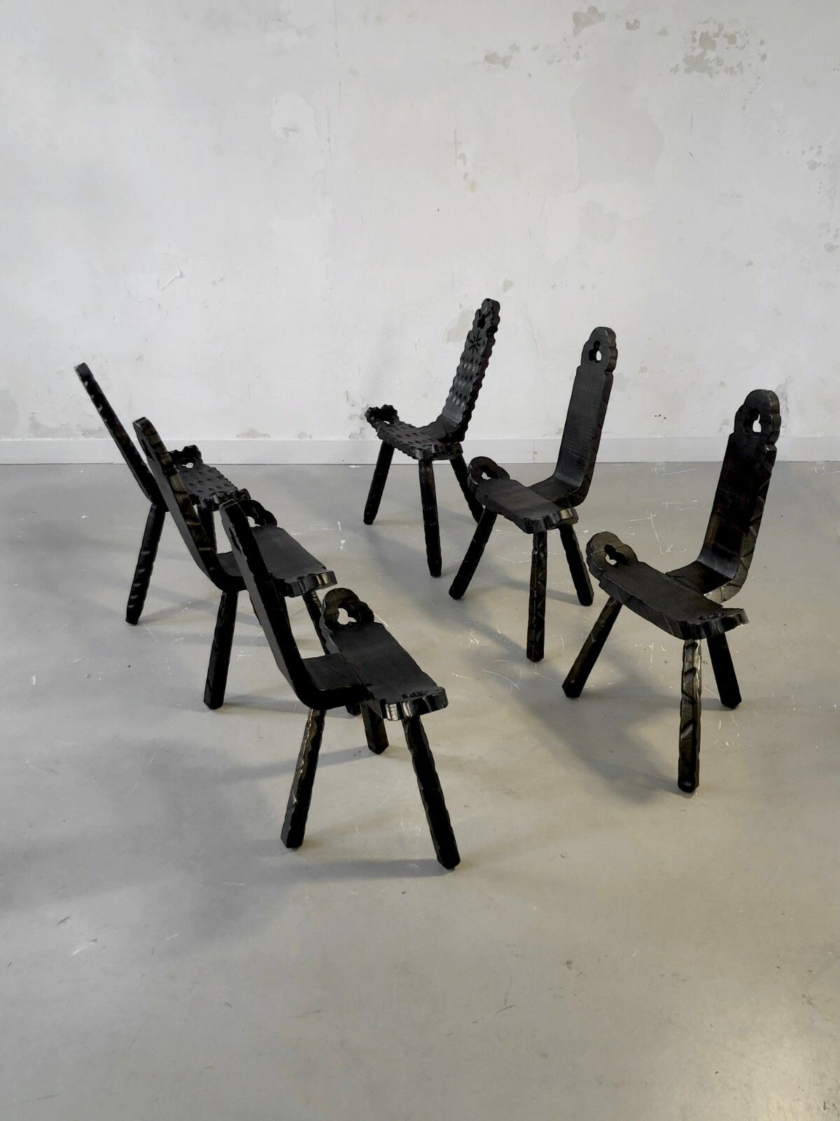 1950 6 Modernist Brutalist Tribal Chairs Audoux Minnet Chapo Perriand Marolles photo furniture