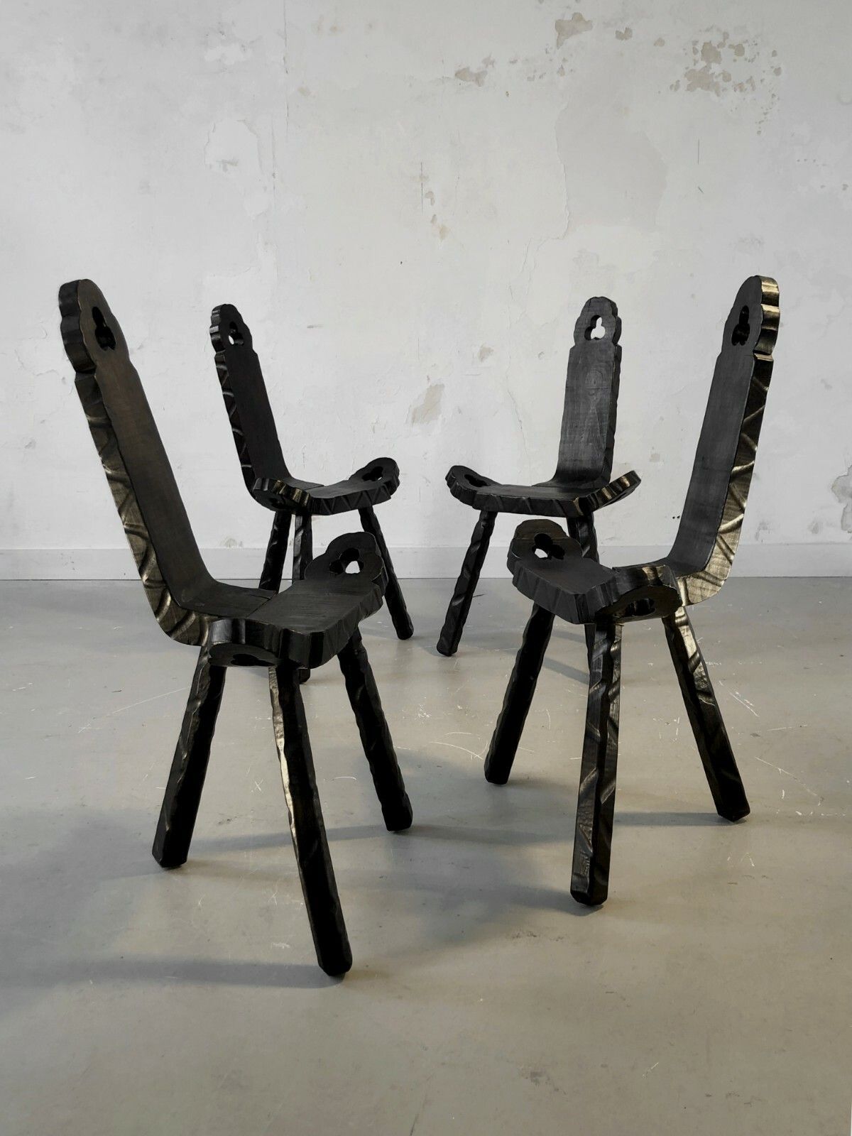 1950 6 Modernist Brutalist Tribal Chairs Audoux Minnet Chapo Perriand Marolles photo buy