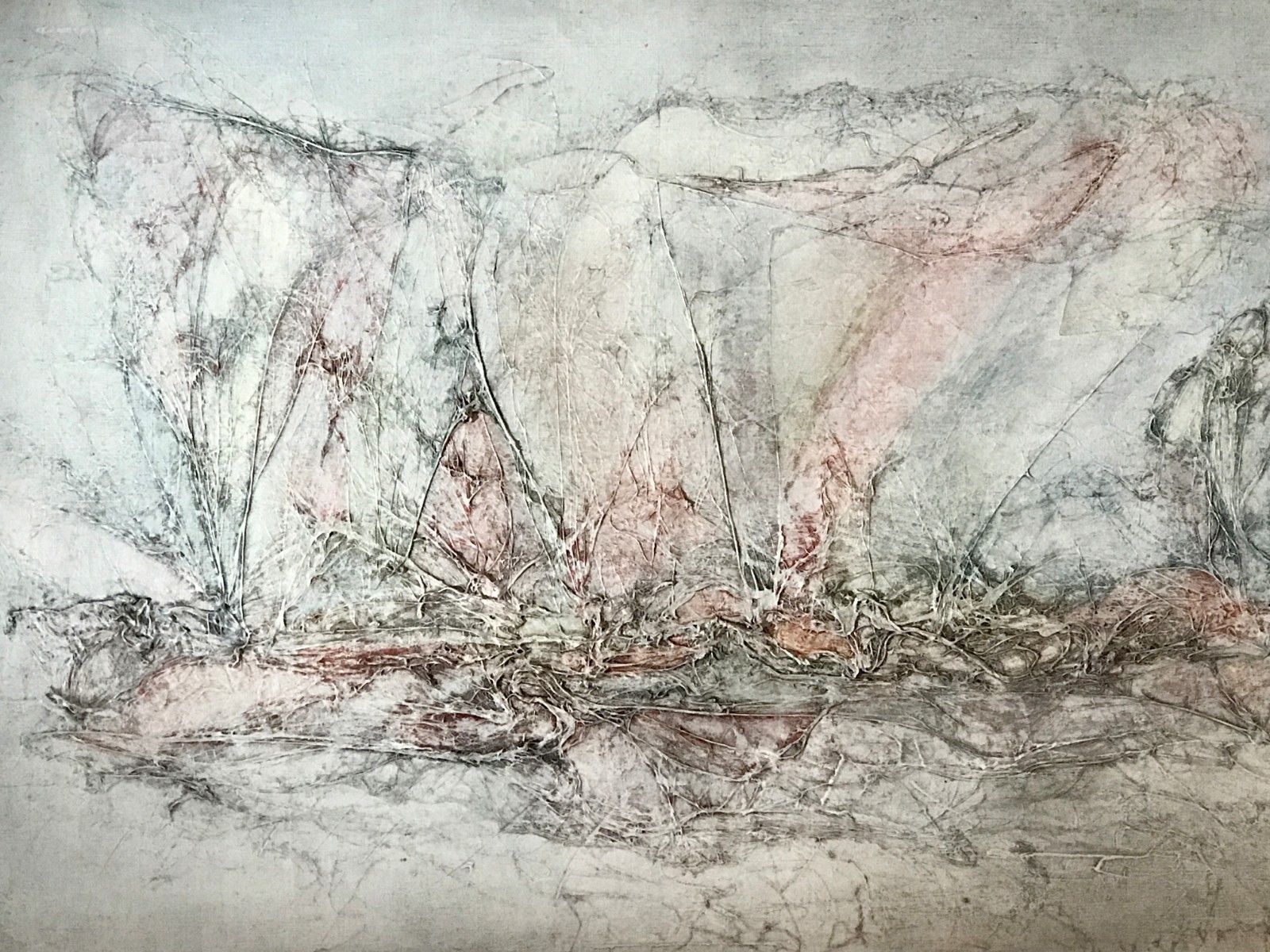 1970 Rene Lamoureux Modernist Painting Abstraction Lyrical Form Free Pollock photo for sale