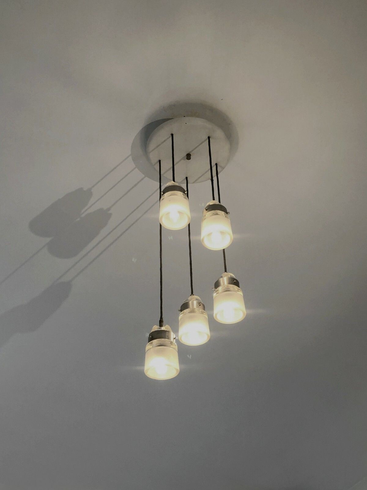 1960 Modernist Minimalist Chandelier Suspension Stilnovo Arteluce Oluce Colombo photo Lighting