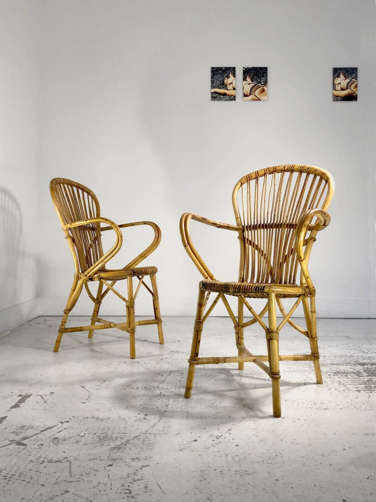 1950 Audoux Minnet 4 Chairs Modernist Brutalist Shabby Chic Sognot Mategot photo furniture
