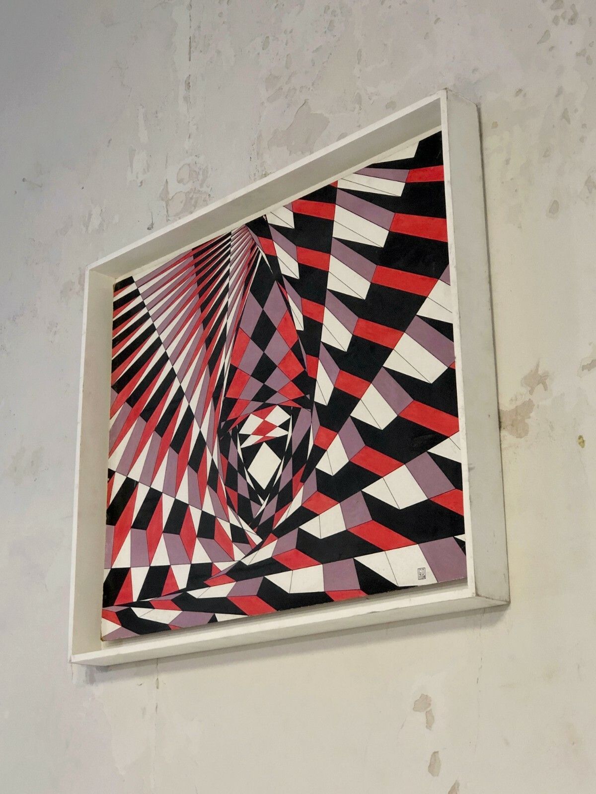 1970 Guy Poppaz Kinetic Painting Geometric Abstraction Optical Art Opart photo 5053.0